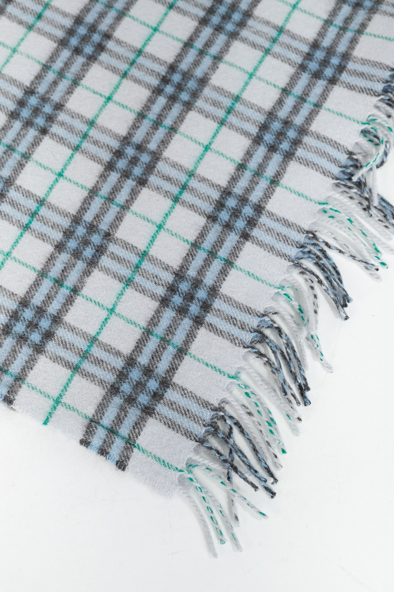 Burberry Burberry Light Blue Plaid Cashmere Scarf Size ONE SIZE - 2 Thumbnail