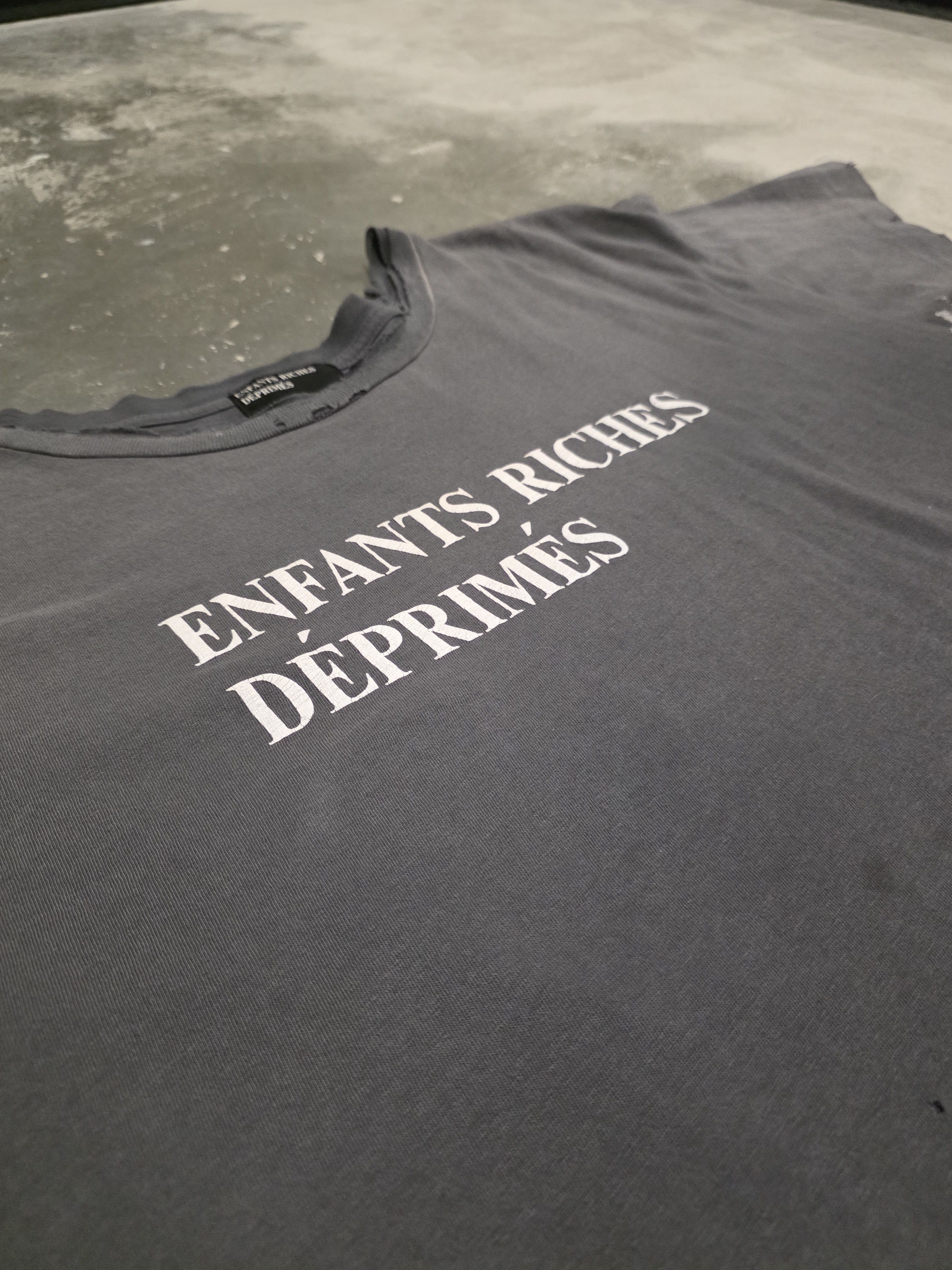 Enfants Riches Deprimes Thrashed Logo Tee - Grey Size US XL / EU 56 / 4 - 2 Thumbnail