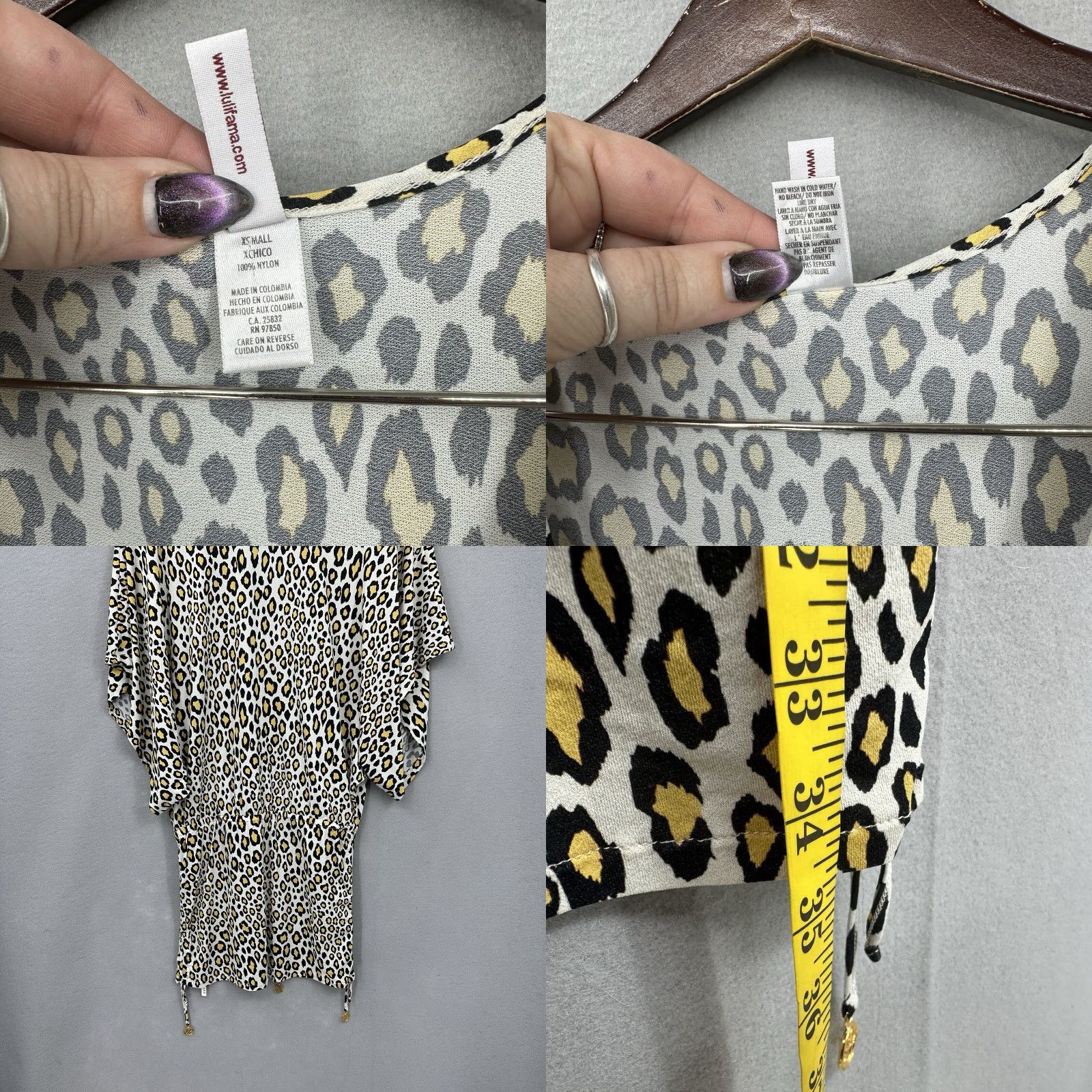 Vintage Luli Fama Cabana Dress Women XS Cheetah Leopard Print Dolman Boho Quiet Lux Mini Size XS / US 0-2 / IT 36-38 - 8 Thumbnail