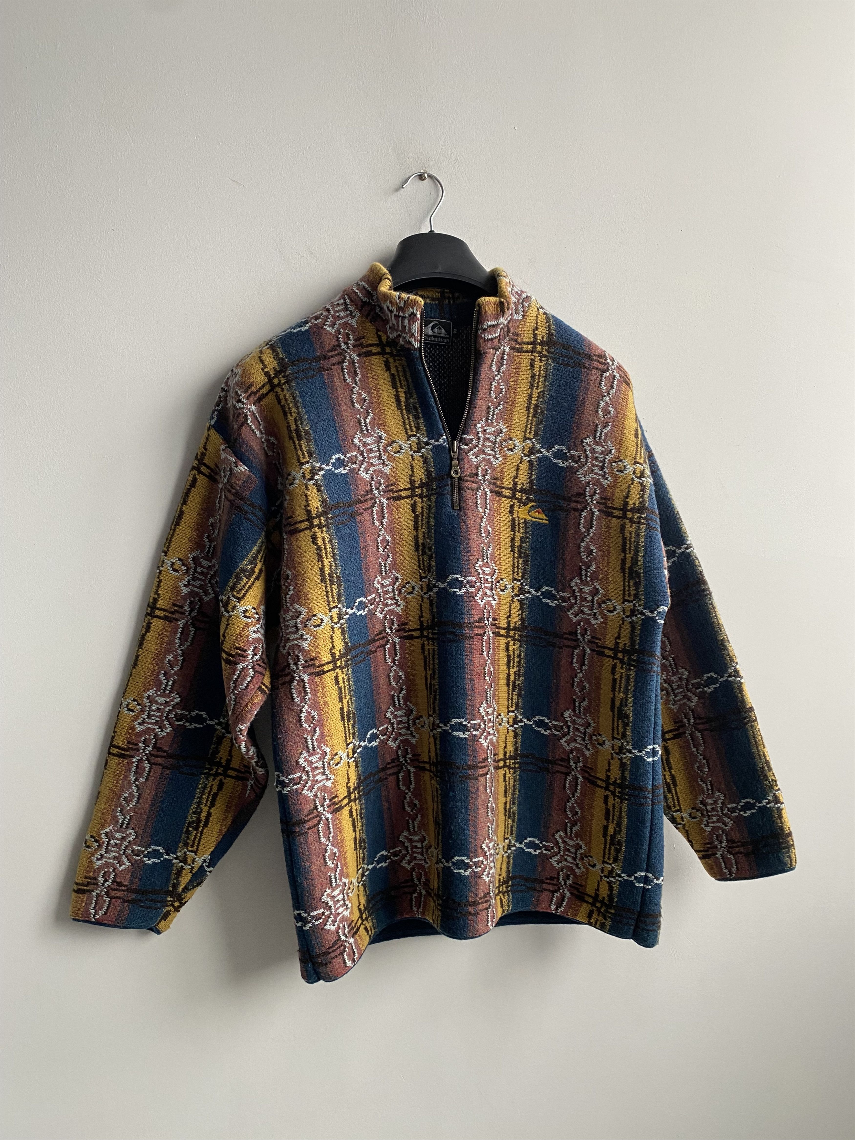 Quiksilver × Vintage Vintage 80s Rare Quiksilver Half Zip Knitting Jacket Size US M / EU 48-50 / 2 - 3 Thumbnail