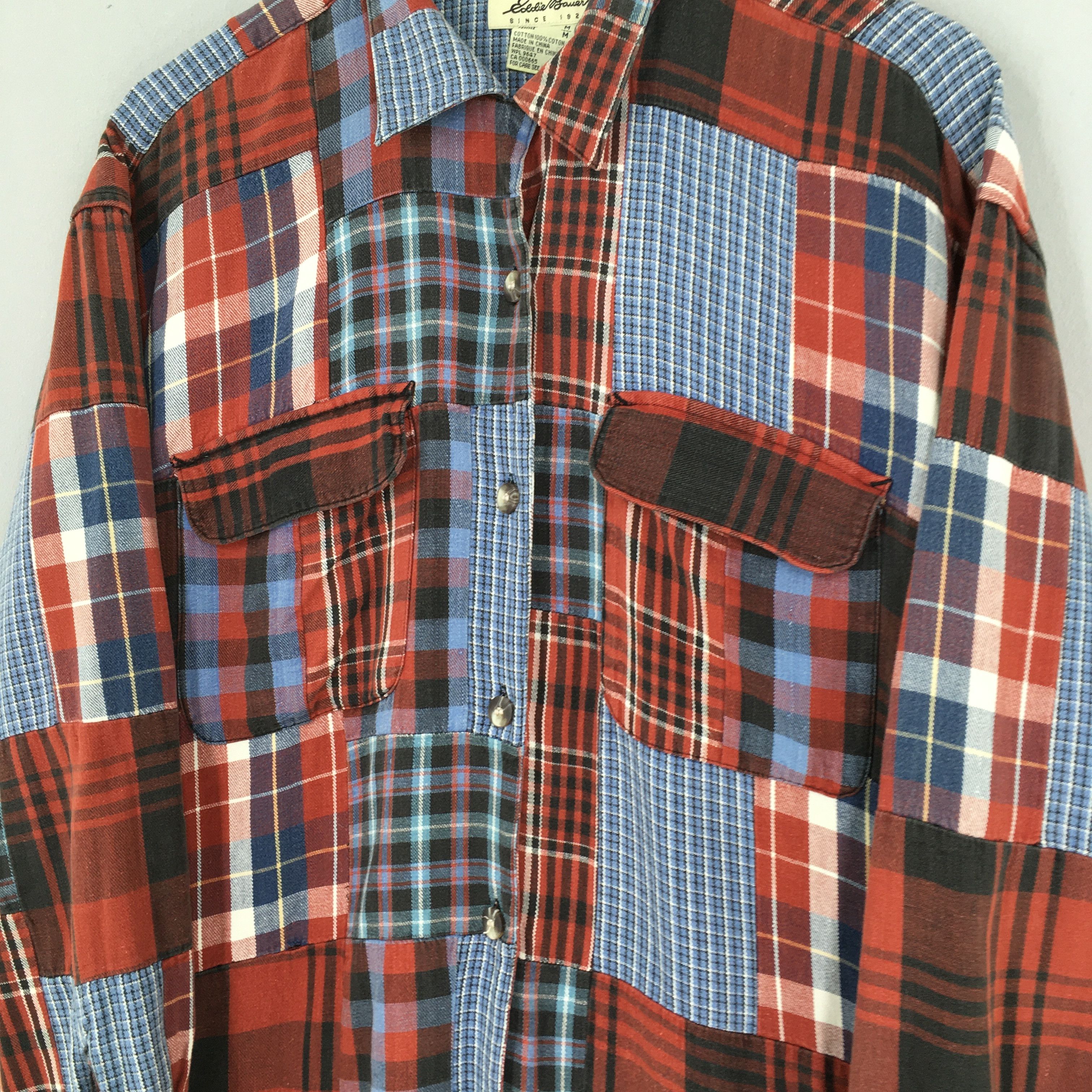 Eddie Bauer × Vintage Vintage Eddie Bauer Patchwork Boro Flannel Shirt Medium Size US S / EU 44-46 / 1 - 4 Thumbnail