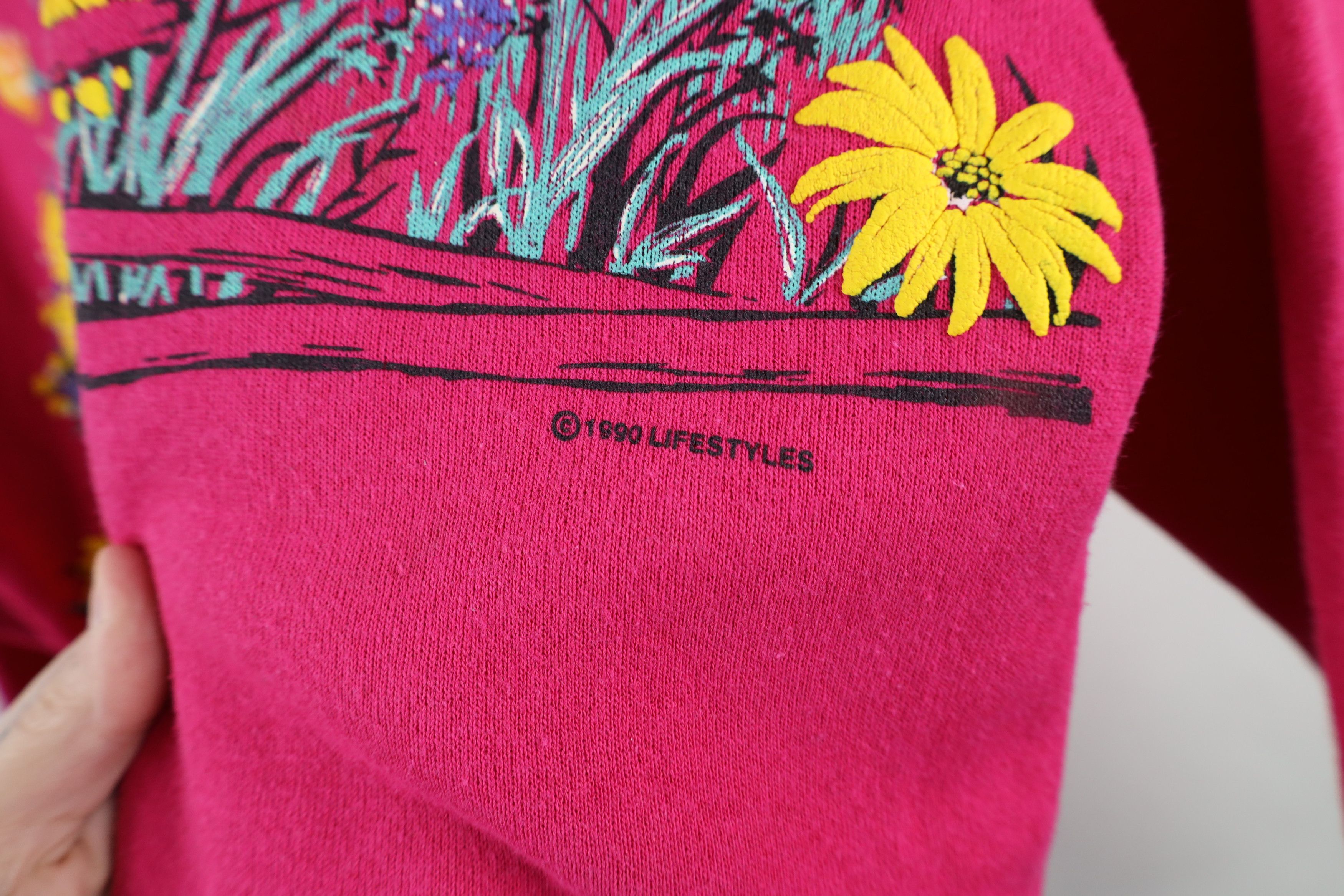 Vintage Vintage 90s Streetwear Flower Collared Sweatshirt USA Size L / US 10 / IT 46 - 6 Thumbnail