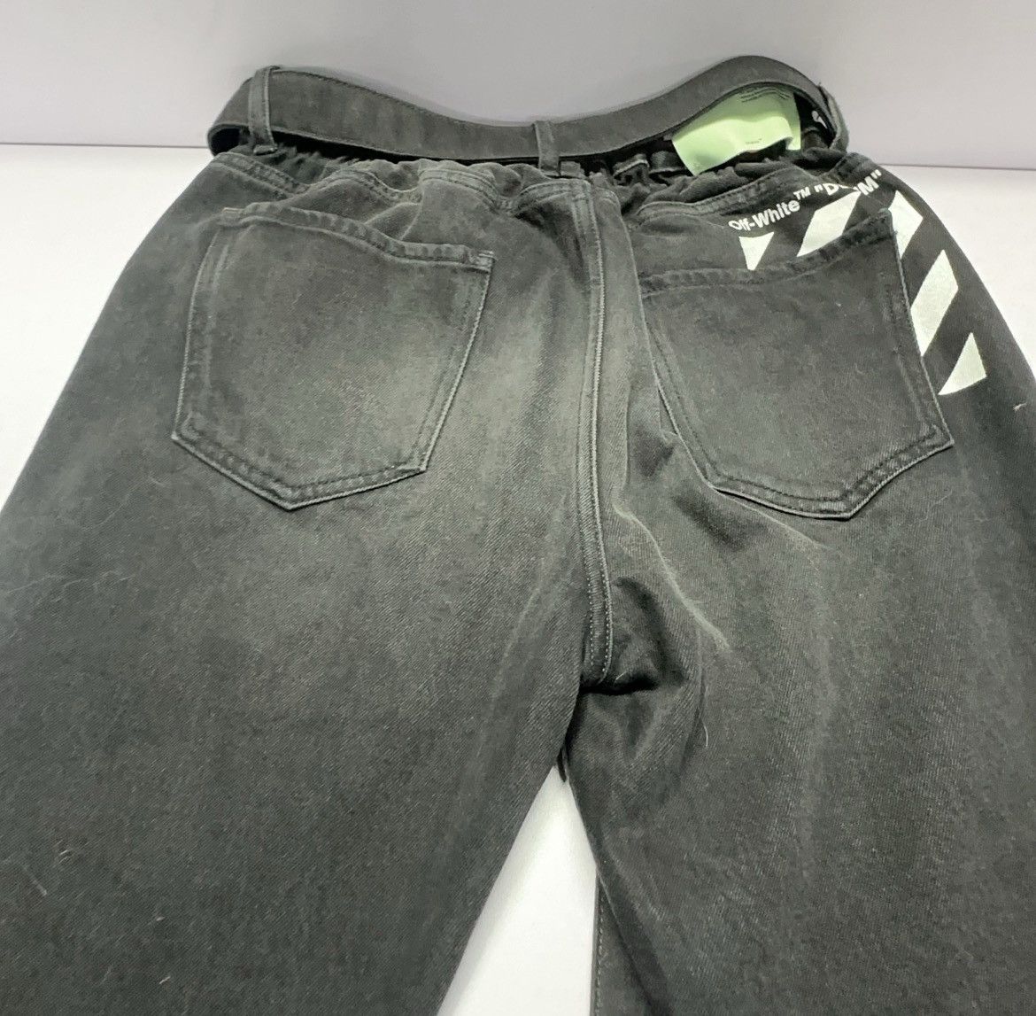 Off-White OFF-WHITE Slim Fit Logo Print Washed Denim Jeans Size US 34 / EU 50 - 4 Thumbnail