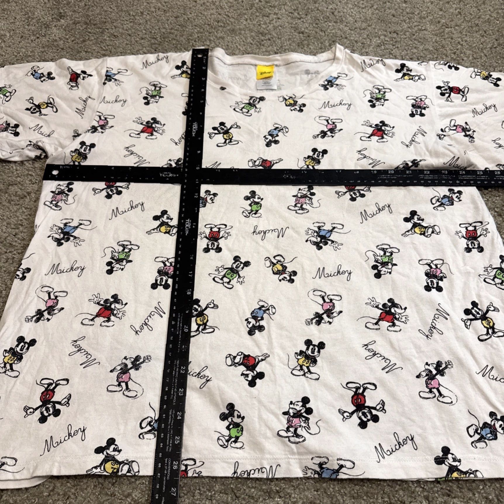Vintage Disney Mickey Mouse Jerry Leigh All Over Print White T-Shirt 2X Womens Regular 2XL Size XXL / US 16-18 / IT 52-54 - 5 Thumbnail