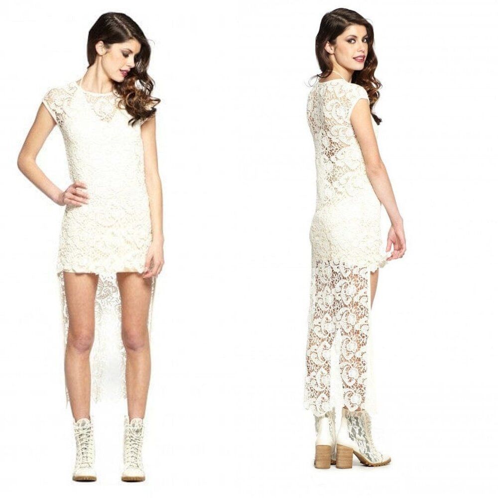 Other New Lisa Maree Cheers Lace Crochet High-Low Wine Dress Size Size L / US 10 / IT 46 - 8 Thumbnail
