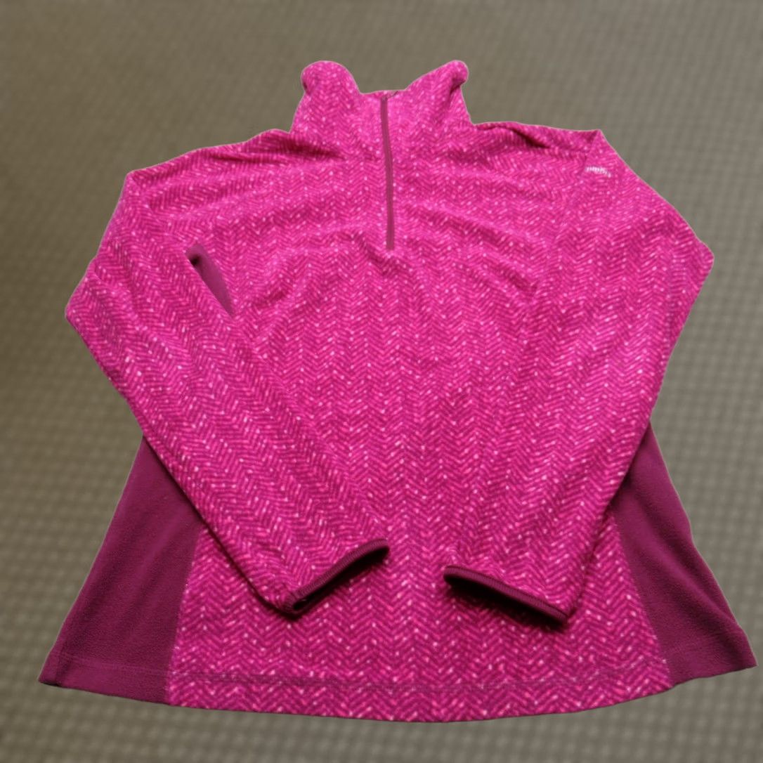 Vintage Columbia Sweatshirt Women Medium Purple Herringbone Chevron 1/4 Zip Fleece Light Size M / US 6-8 / IT 42-44 - 1 Thumbnail