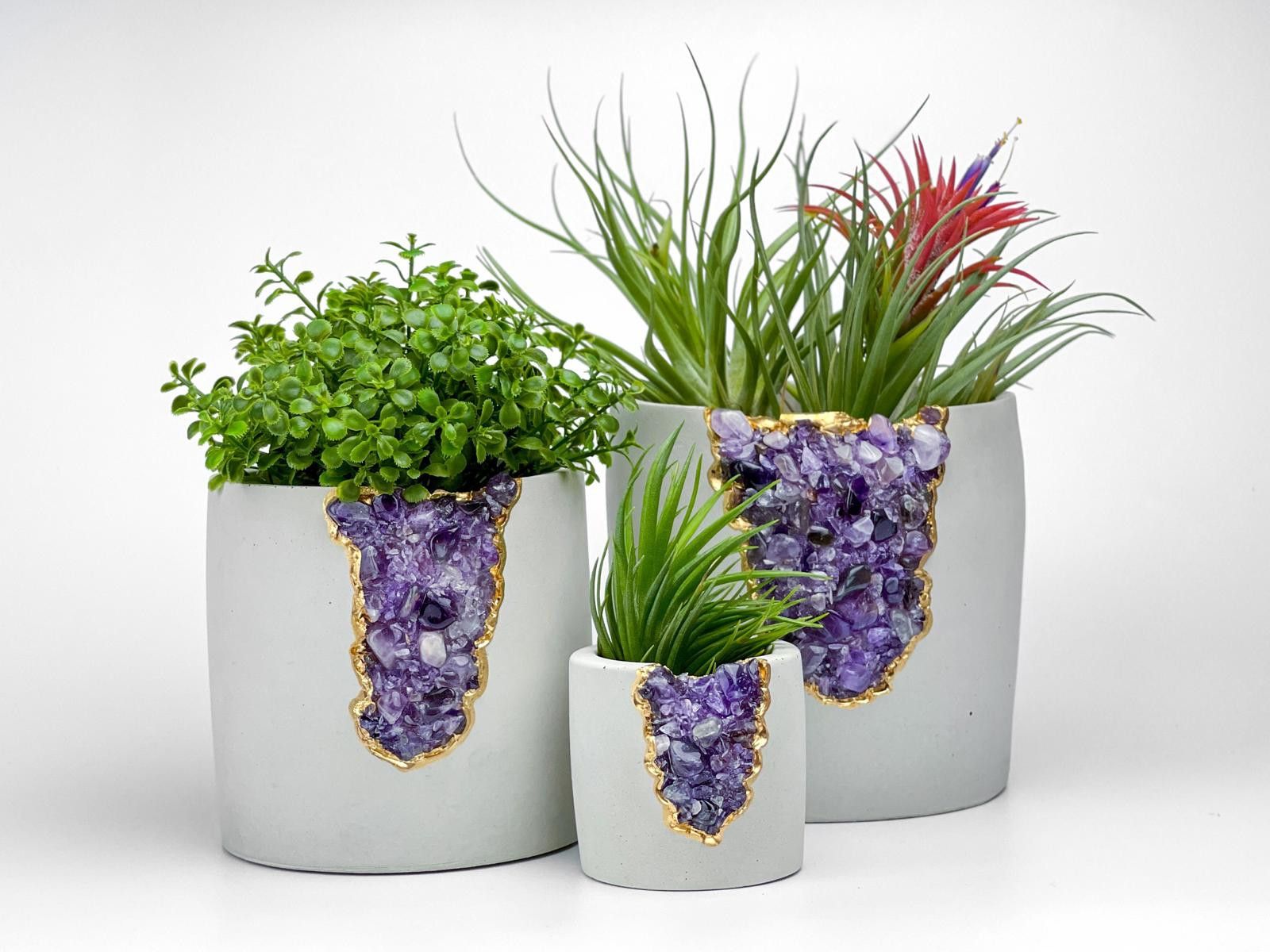Other Large Geode Planter, AMETHYST Succulent 5 inch Concrete POT Size ONE SIZE - 6 Thumbnail