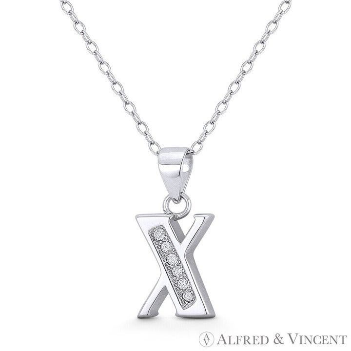 Other Initial Letter "X" Block Script CZ Crystal Pendant Size ONE SIZE - 1 Preview