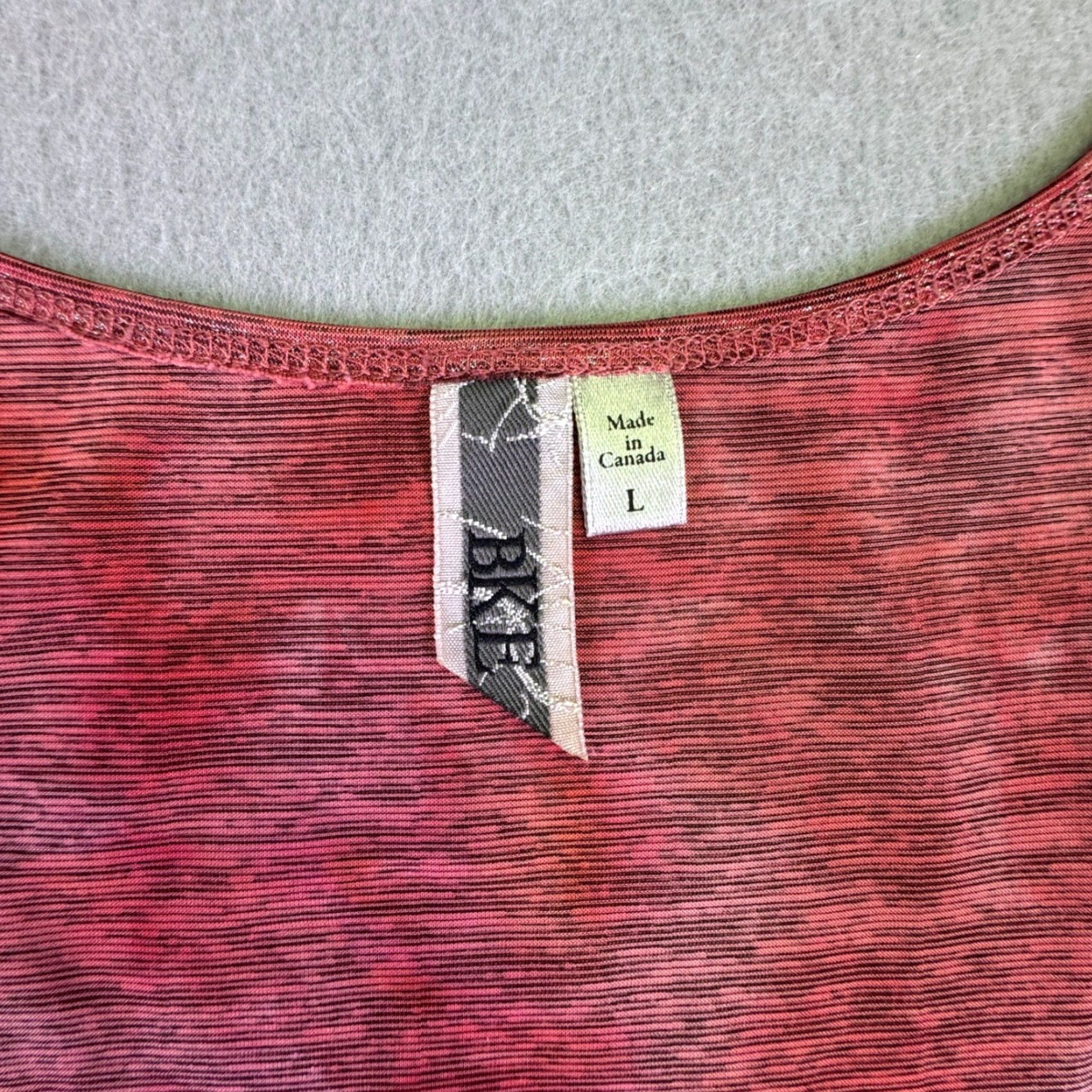 BKE BKE Buckle Shirt Blouse Women's Large Red Metallic Foil Space Dye Tank Top Size L / US 10 / IT 46 - 4 Thumbnail