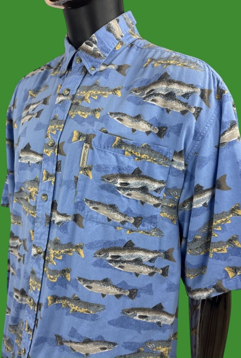 Columbia VTG 90s Columbia Fly Fishing Rainbow Trout All-Over Print Size US XL / EU 56 / 4 - 1 Thumbnail