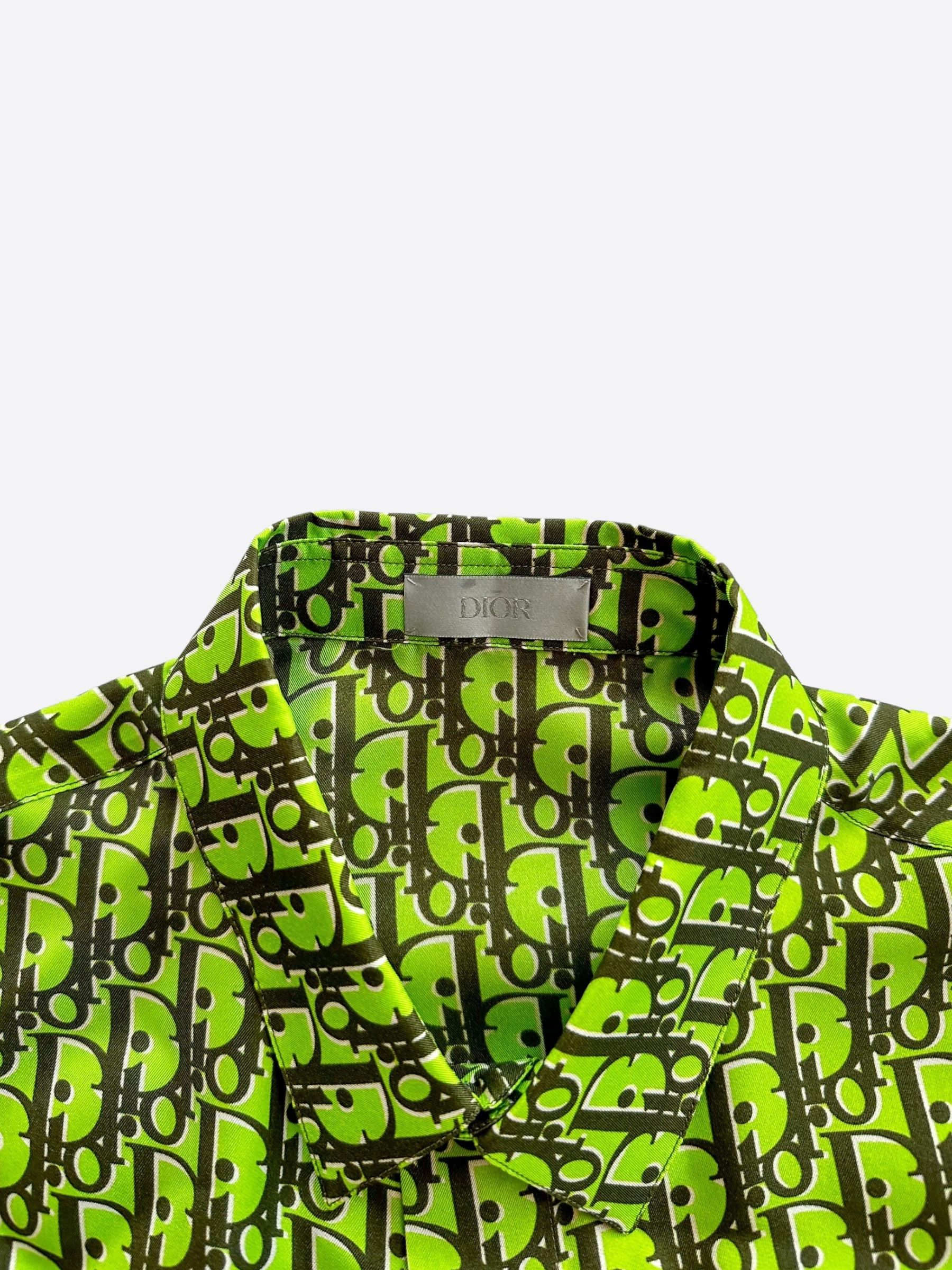 Dior Dior Green & Black Oblique Silk Button Up Shirt Size US M / EU 48-50 / 2 - 3 Thumbnail