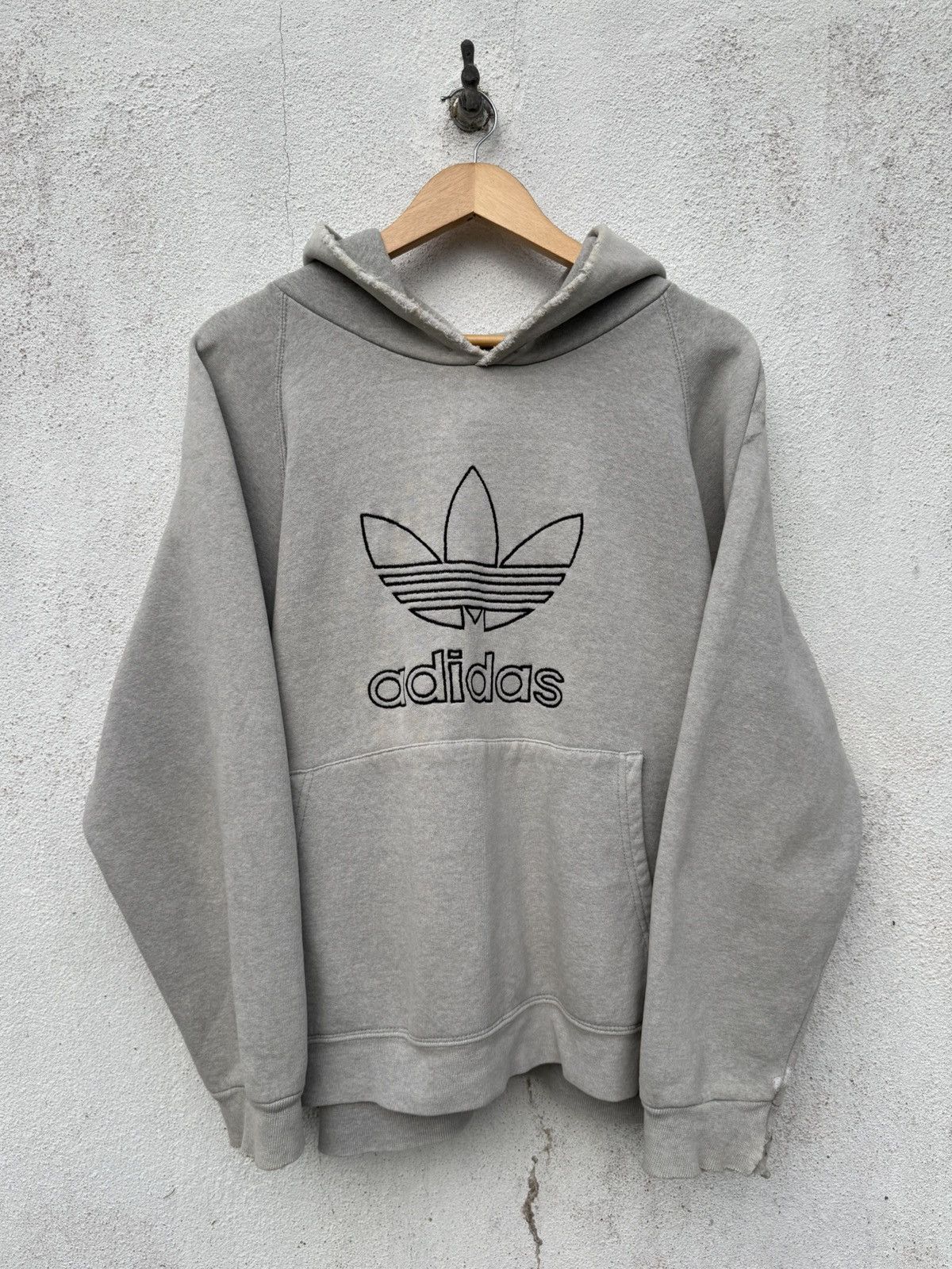 Vintage Distressed Vintage 90s Adidas Trefoil Hoodie Perfect Thrash Size US L / EU 52-54 / 3 - 1 Thumbnail