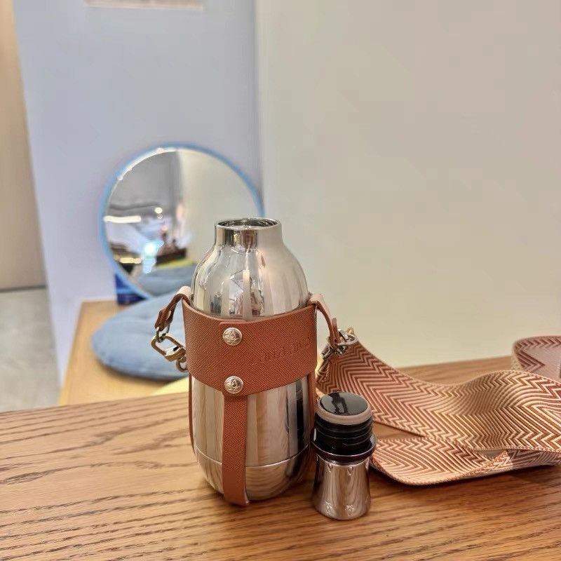 Other Designer Stainless Steel Flask with Leather Strap Size ONE SIZE - 4 Thumbnail