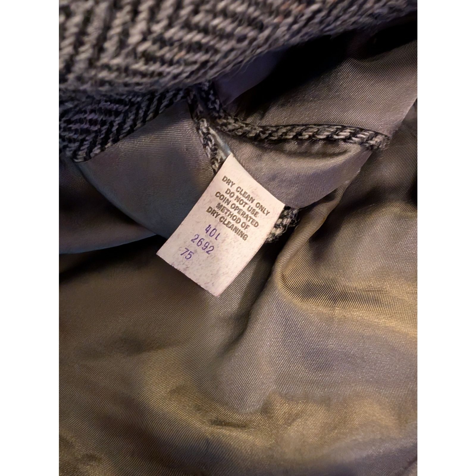 Other Vintage Bespoke Tweed Wool Blazer Herringbone 40L 2 Button Size 40L - 6 Thumbnail
