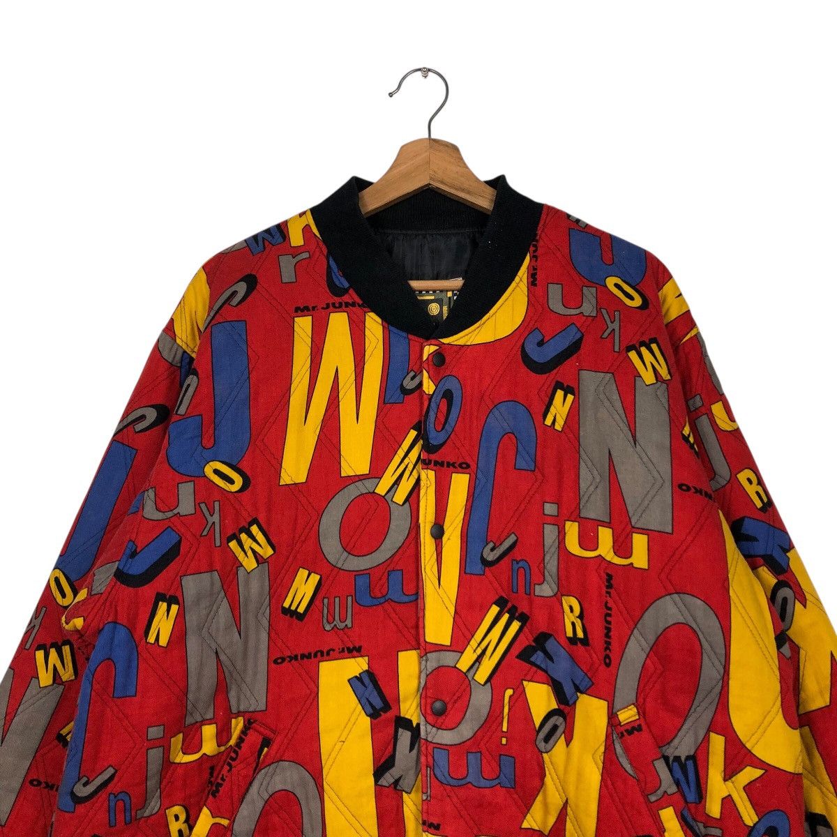 Japanese Brand Vintage Mr. JUNKO 90s Pop-Art Letter Print Bomber Jacket Size US L / EU 52-54 / 3 - 4 Thumbnail