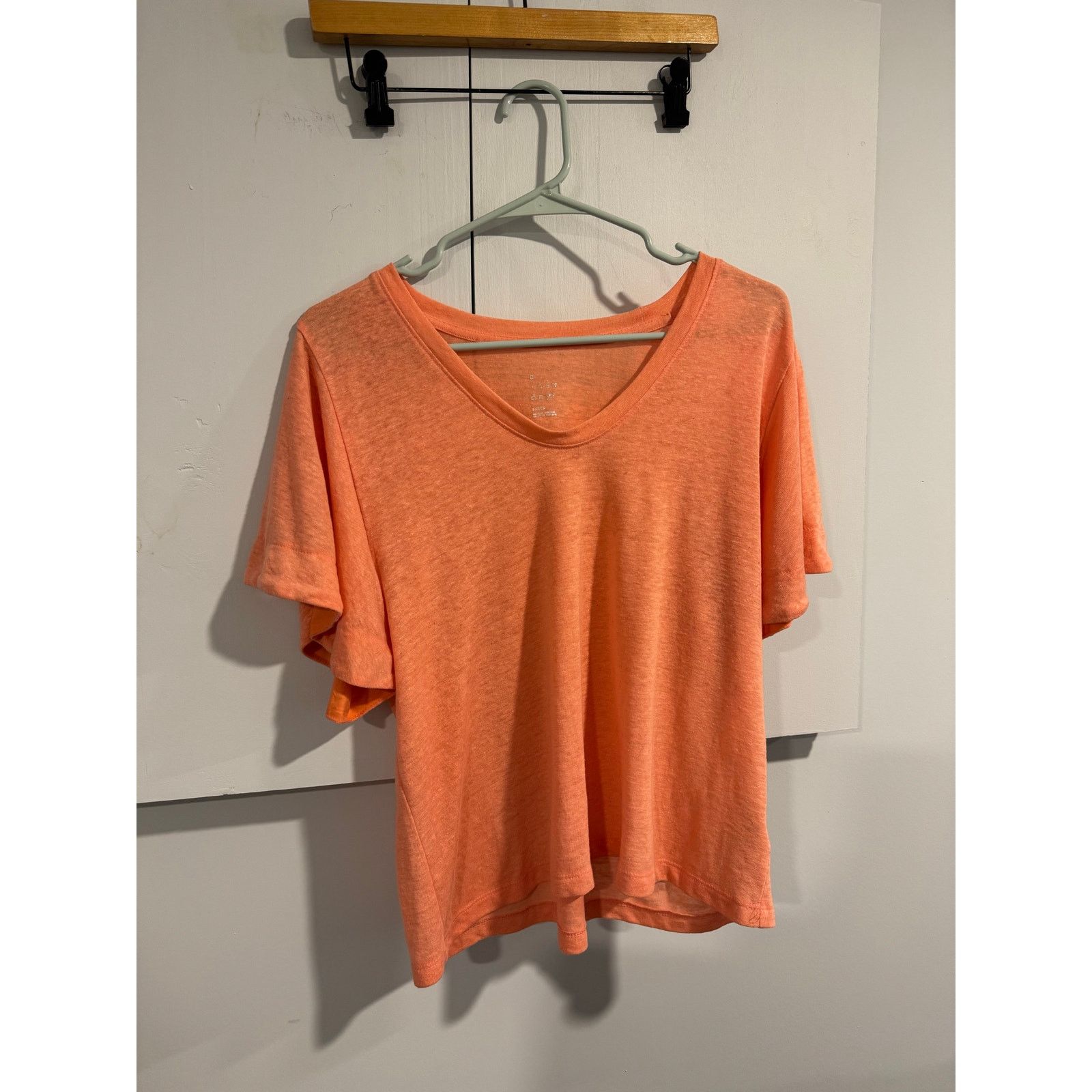 Other A New Day Linen Scoop Neck Flutter Sleeve Size Large Peach Size L / US 10 / IT 46 - 4 Thumbnail