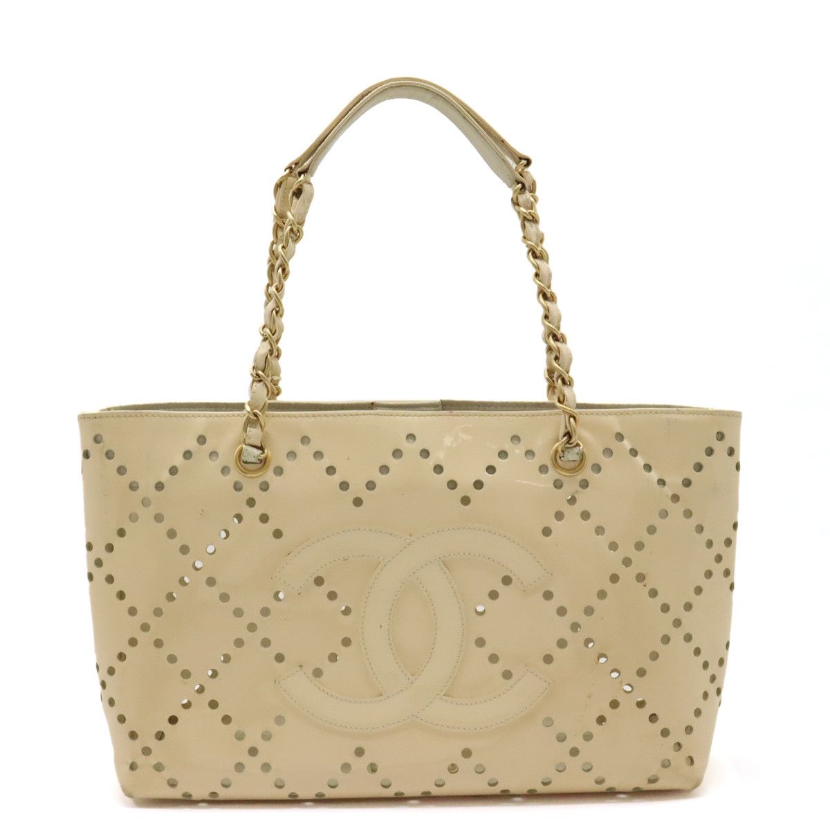 Chanel Chanel Chanel Coco Mark Punching Patent Leather Tote Bag Leather Tote Bag in Good Condition Size ONE SIZE - 1 Thumbnail