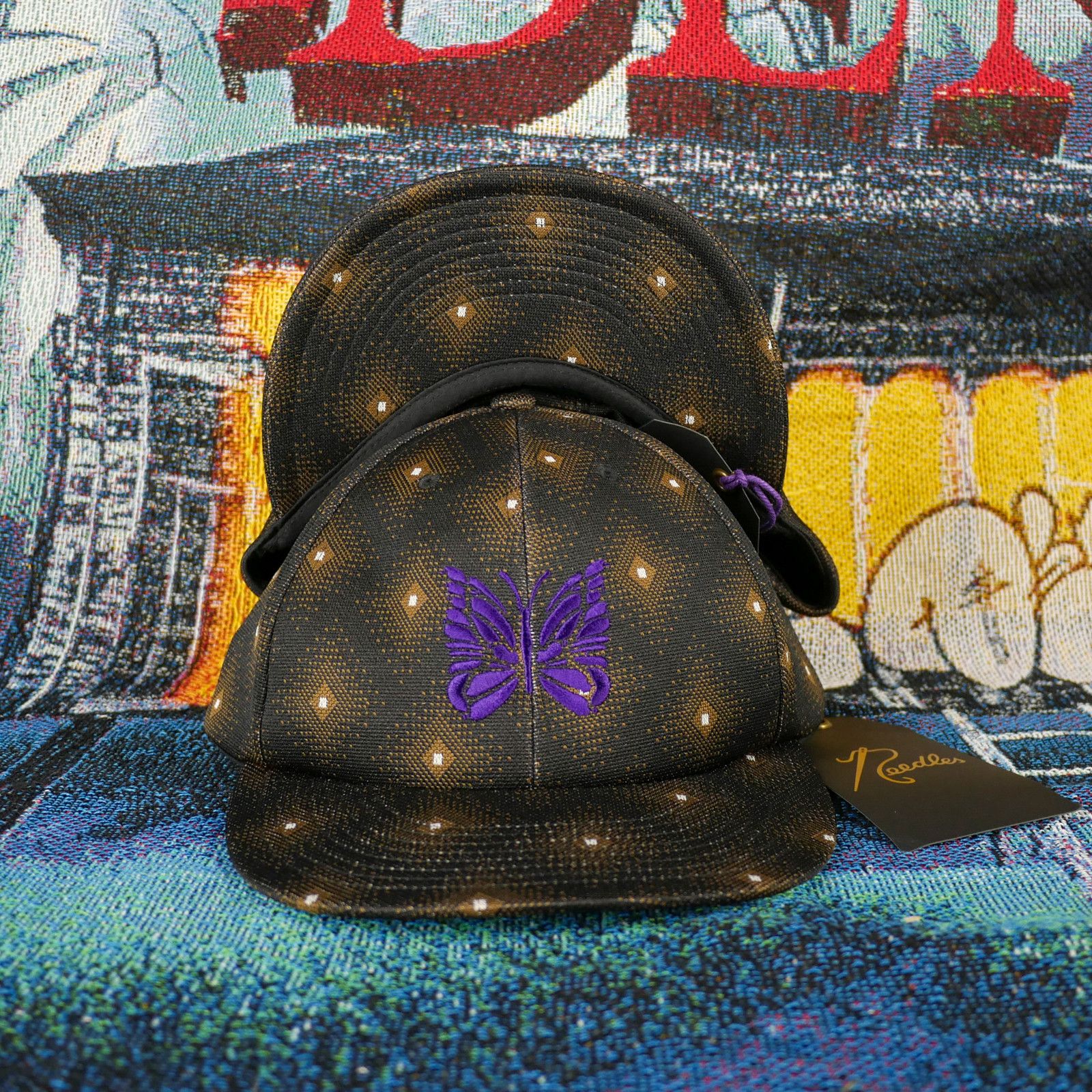 image of Needles Butterfly Logo Baseball Cap Size Medium in Brown, Men's