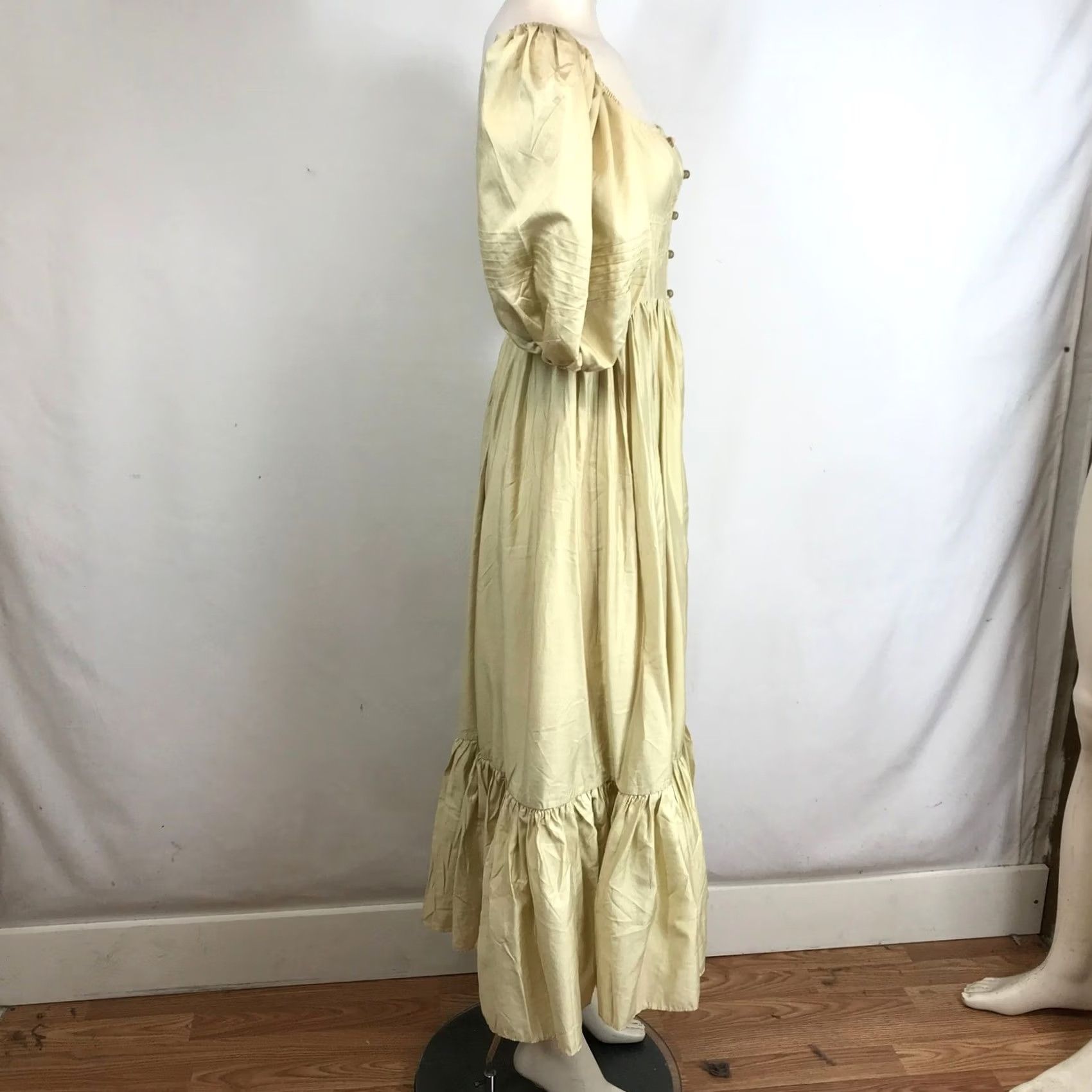 Vintage BEULAH Puff Sleeve Button Front Maxi Dress Beige Yellow Size L Women Summer Casual Party/Cocktail Size L / US 10 / IT 46 - 4 Thumbnail