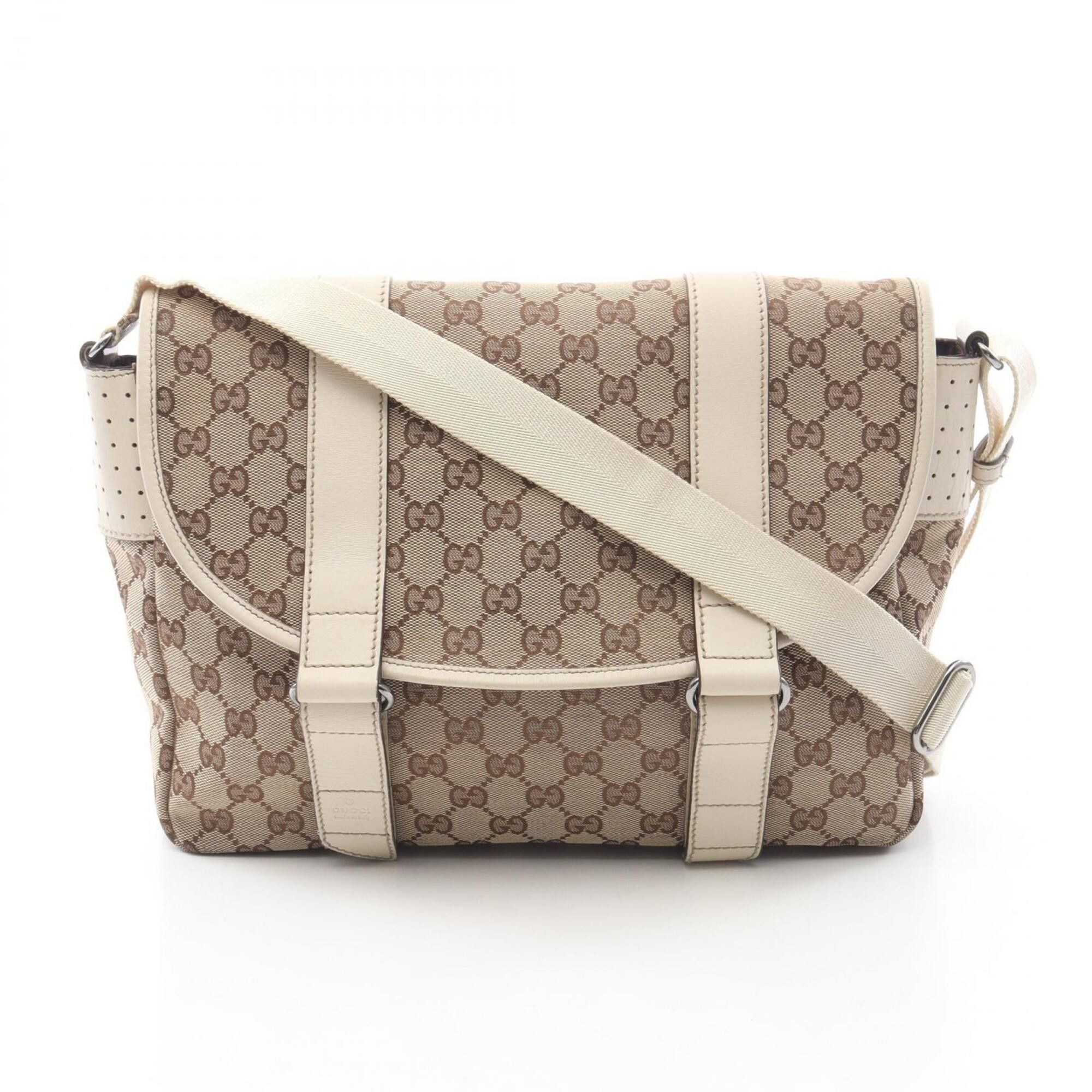 Gucci Gucci GG Canvas Shoulder Bag/Handbag, and Leather, Men's/Women's, Beige/Ivory, 145859 Size ONE SIZE - 1 Thumbnail