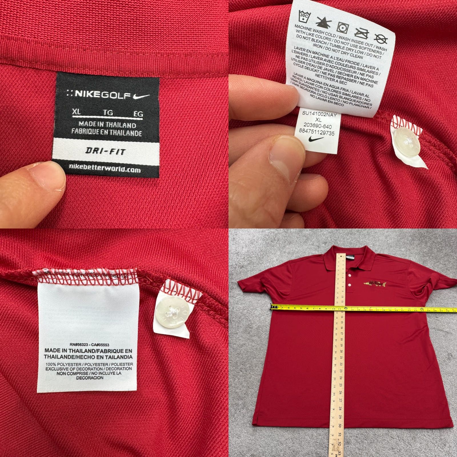 Nike Nike Golf Polo Shirt Mens XL Red Dri-Fit Embroidered Nike Dri-Fit The Fishery Fish Polo Shirt Red Embroidered Activewear Size US XL / EU 56 / 4 - 8 Thumbnail