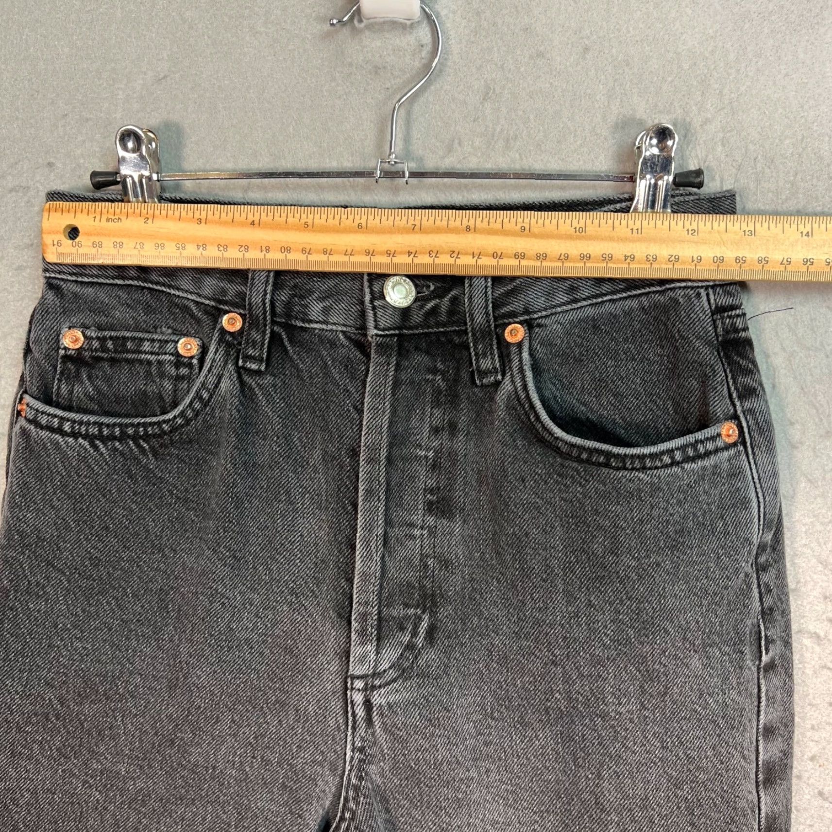 Topshop Topshop Womens Size 26 x 30 Black Denim Straight-Leg Jeans w/ Ankle Slit Size 26" / US 2 / IT 38 - 5 Thumbnail
