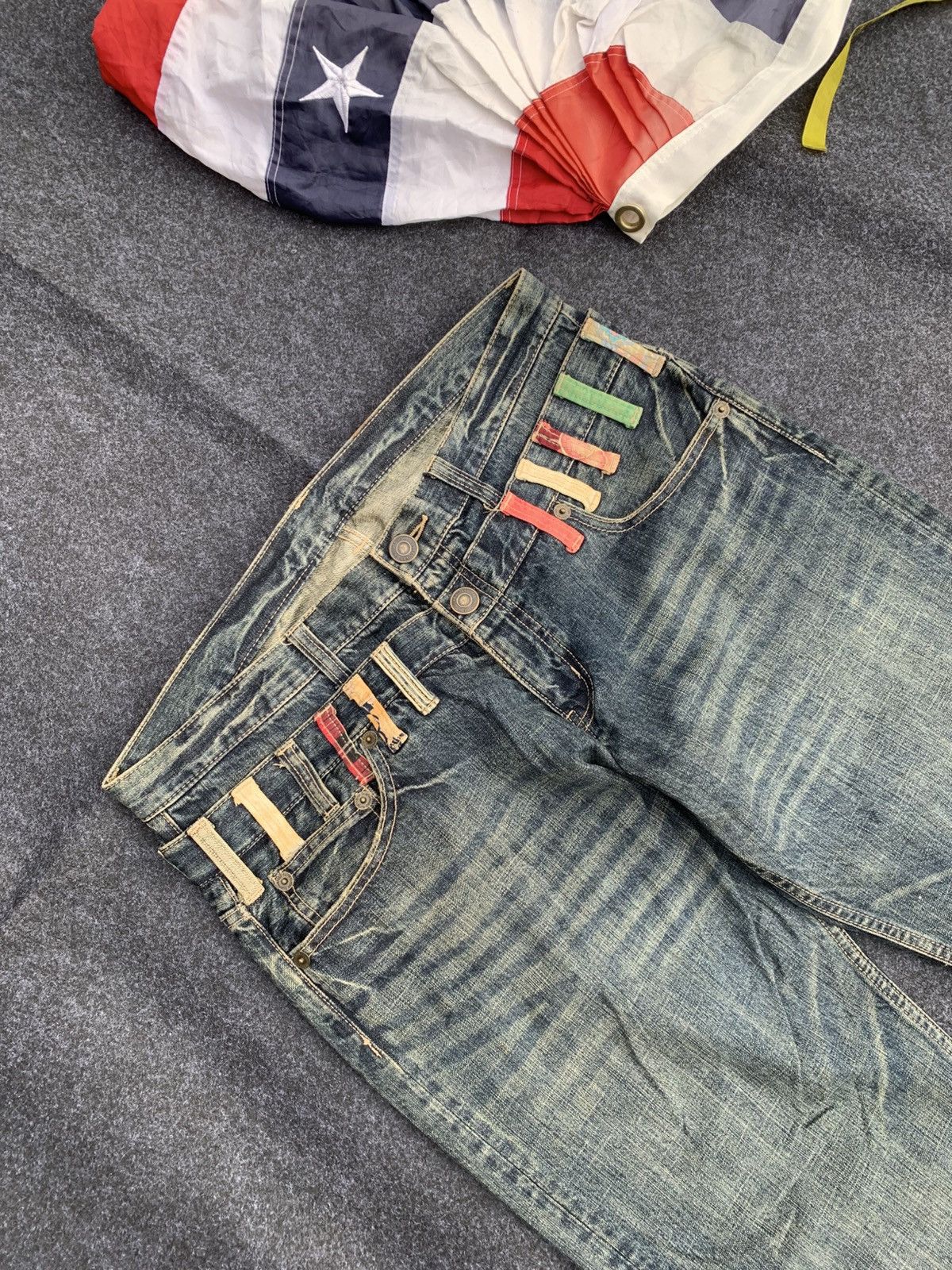 Japanese Brand Japanese Streetwear Double Waist Multi-Belt Loop Denim Jeans Size US 35 - 2 Thumbnail