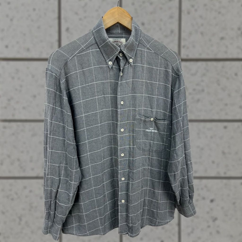Vintage VINTAGE Armani Jeans Shirt Men's M Check Gray Button Down Size US M / EU 48-50 / 2 - 1 Thumbnail