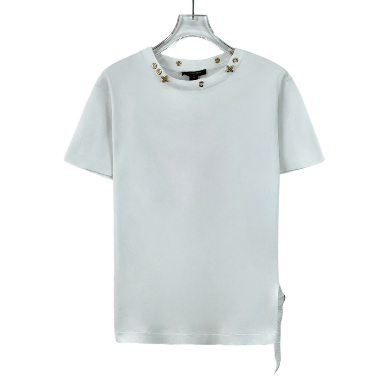Louis Vuitton LV White Cotton Tee w/ Gold Eyelets & Floral Details Size M / US 6-8 / IT 42-44 - 1 Thumbnail