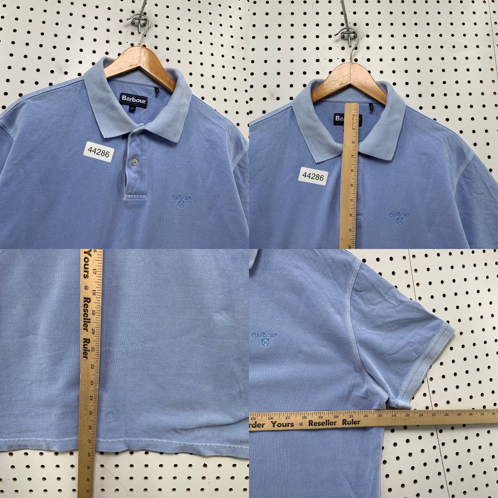 Barbour VINTAGE Barbour Polo Shirt Mens XL Blue Light Washed Cotton Short Sleeve Button Collar Preppy Golf Mens XL Blue Size US XL / EU 56 / 4 - 8 Thumbnail