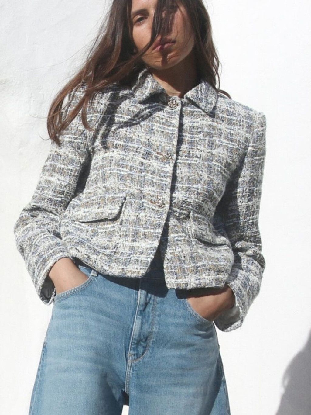 Zara NWT Zara Multicolour Tweed Crop Blazer S Size S / US 4 / IT 40 - 1 Thumbnail