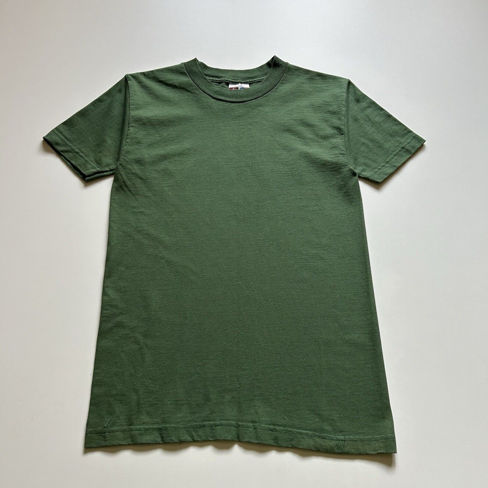 Vintage 90s Faded Green Blank T Shirt Small Made In USA Rare