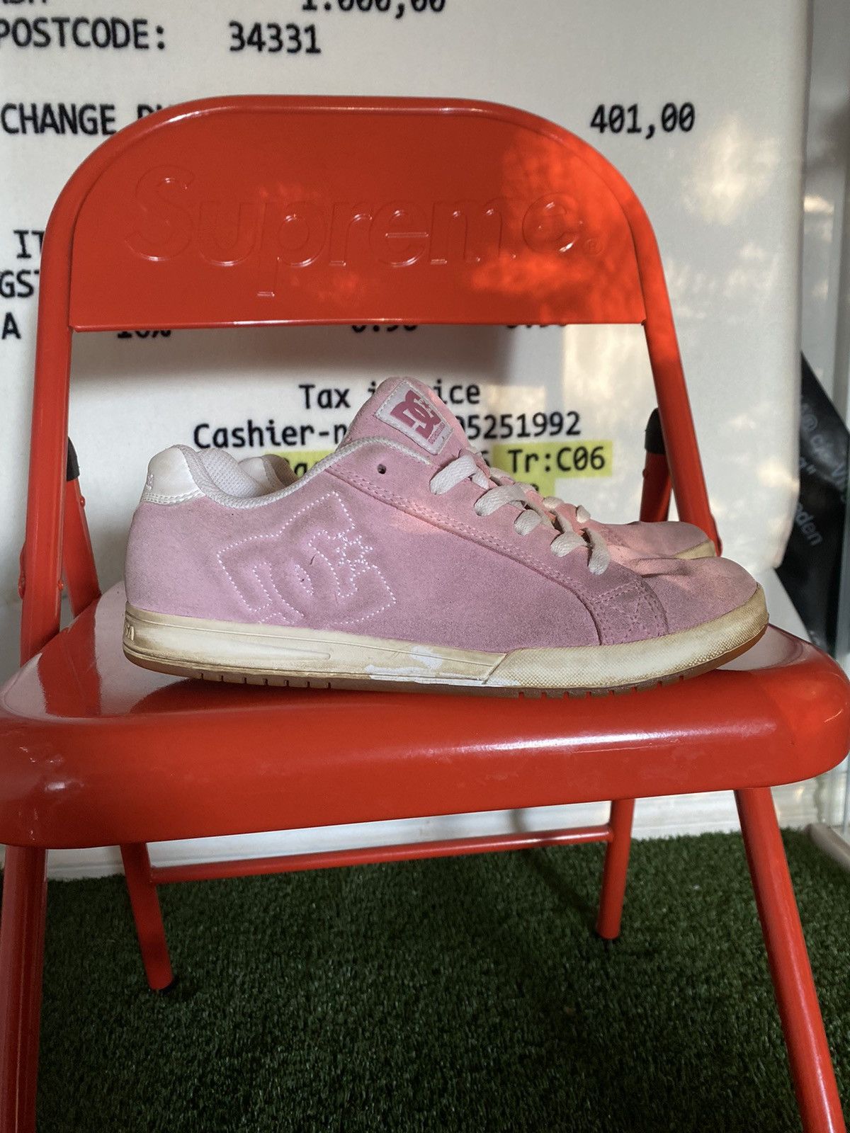 Vintage Vintage DC fat tongue skate shoe pink suede Grailed