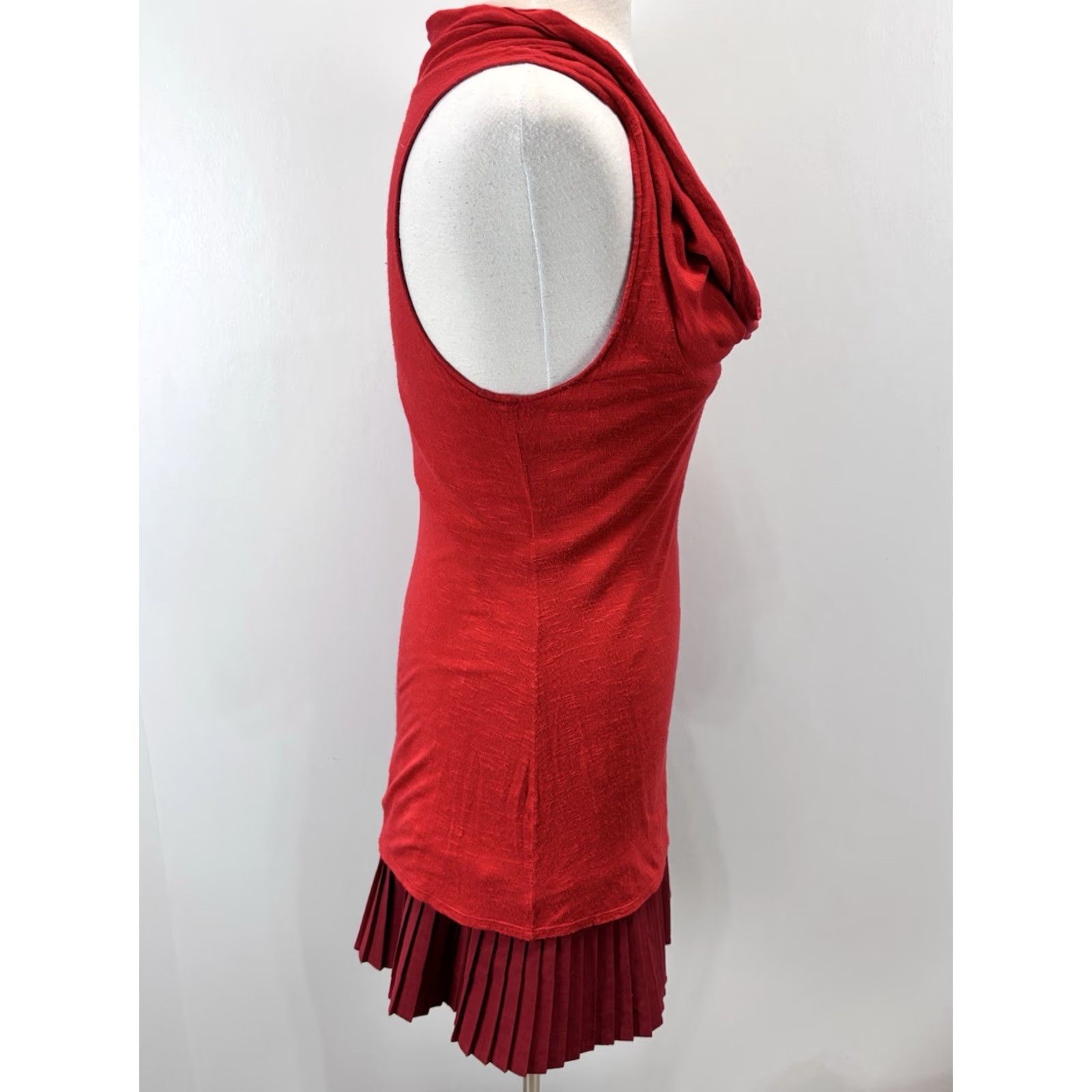 Free People Free People Women’s XS Red Bodycon Dress Cowl Neck Pleated Hem Sleeveless Modern Classic Size XS / US 0-2 / IT 36-38 - 4 Thumbnail
