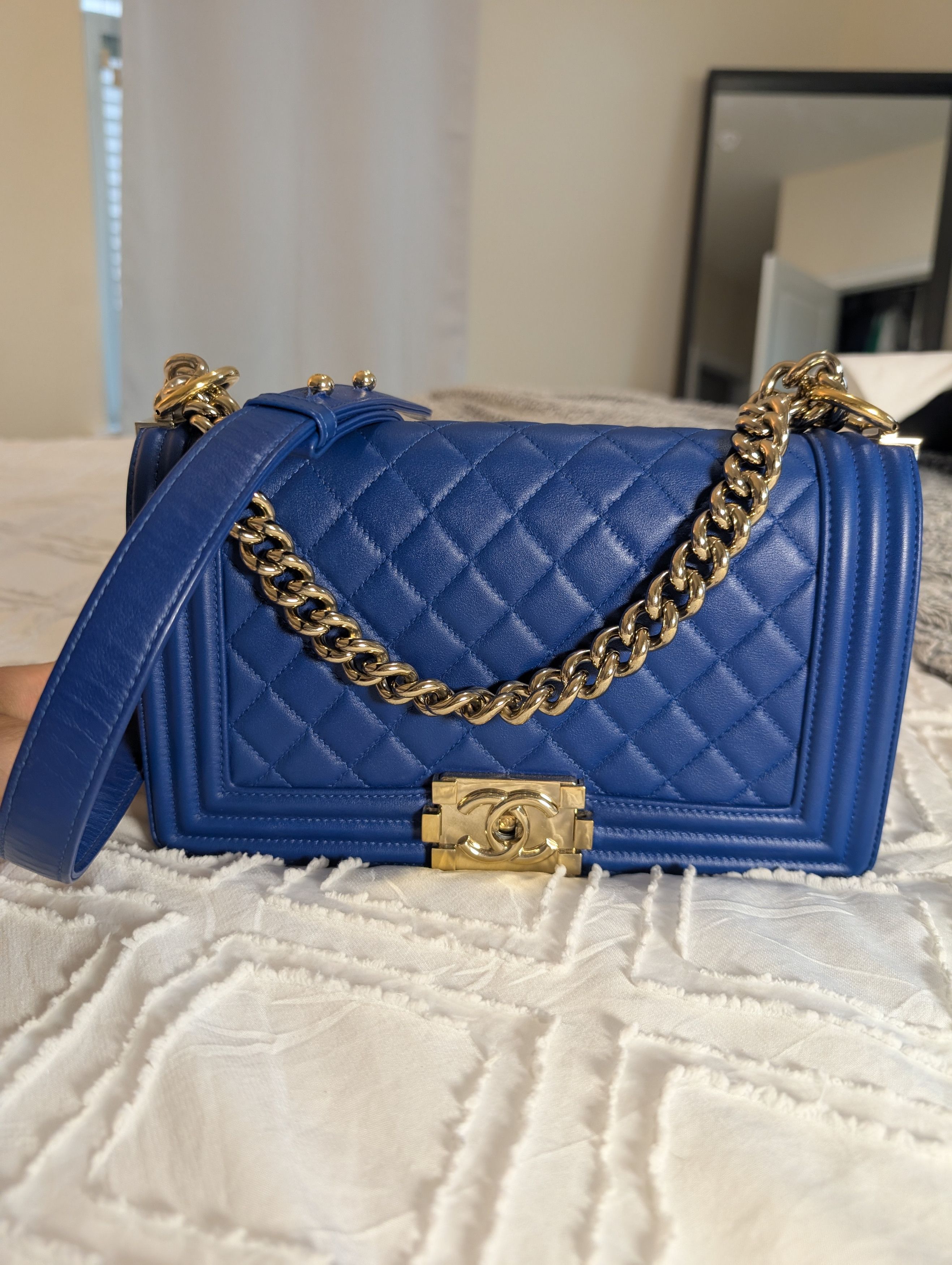 Chanel CHANEL Blue Quilted boy Shoulder Bag Strap CC Size ONE SIZE - 16 Thumbnail