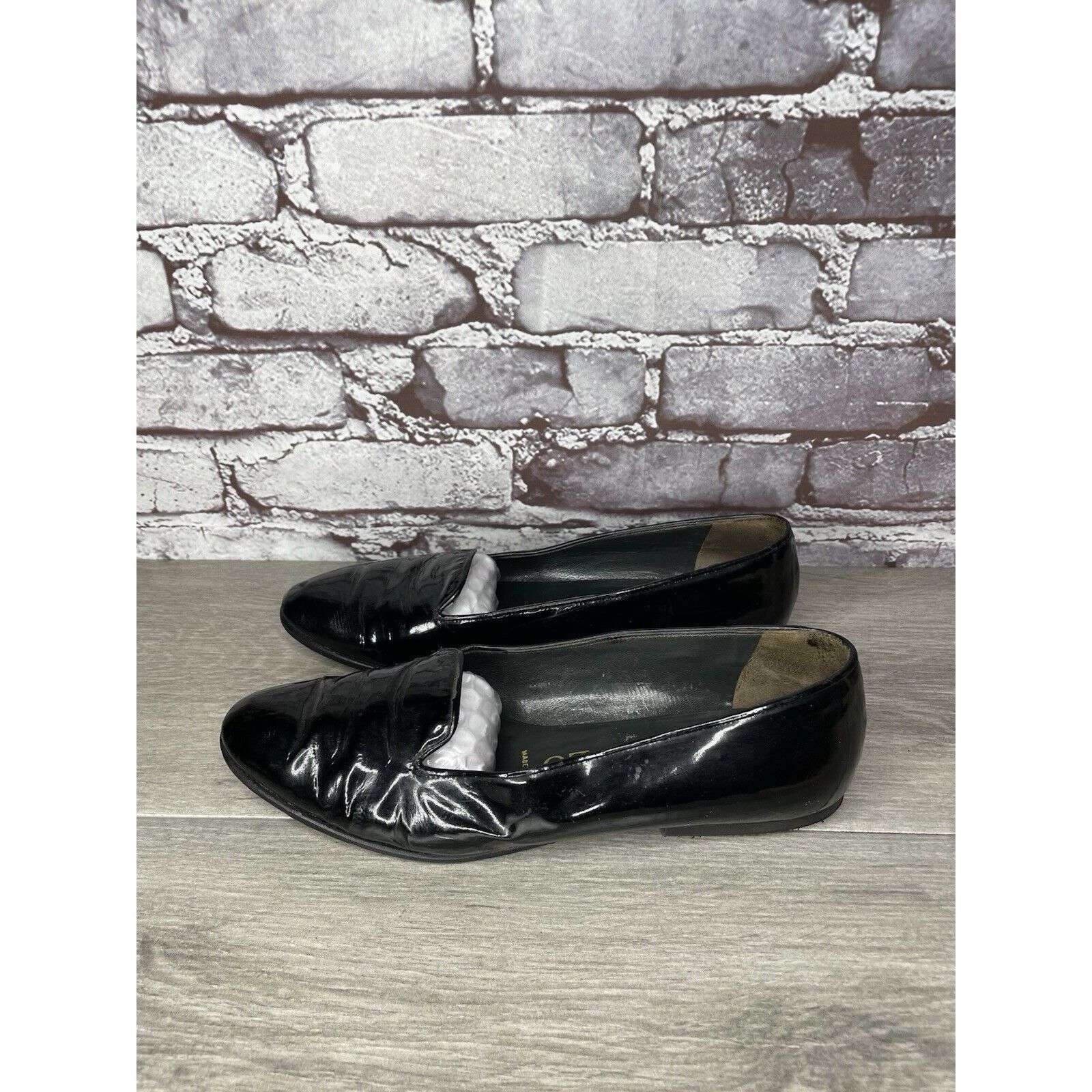 Other Maraolo Black Patent Leather Slip On Loafers Shoes Women Sz Size US 8 / IT 38 - 23 Thumbnail