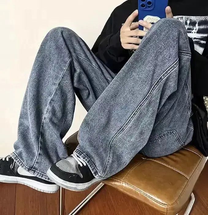 Japanese Brand Smoke Gray Color Straight Denim Baggy Pant Size US 32 / EU 48 - 4 Thumbnail