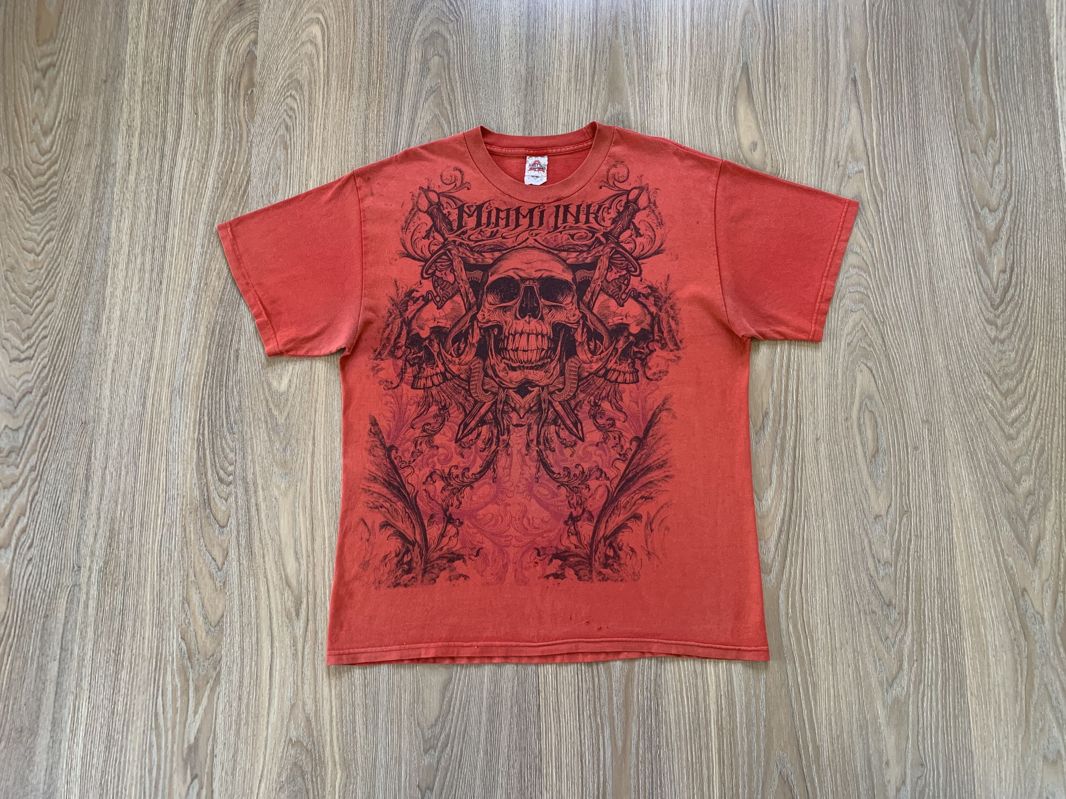Alstyle × Vintage Vintage Miami Ink Skull Print T-Shirt Size US L / EU 52-54 / 3 - 2 Thumbnail