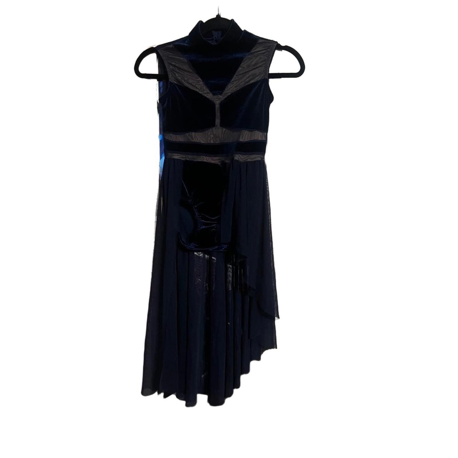 Other Kids Dance Costume 10/12 Navy Blue Lyrical Velvet Stage Size ONE SIZE - 2 Thumbnail