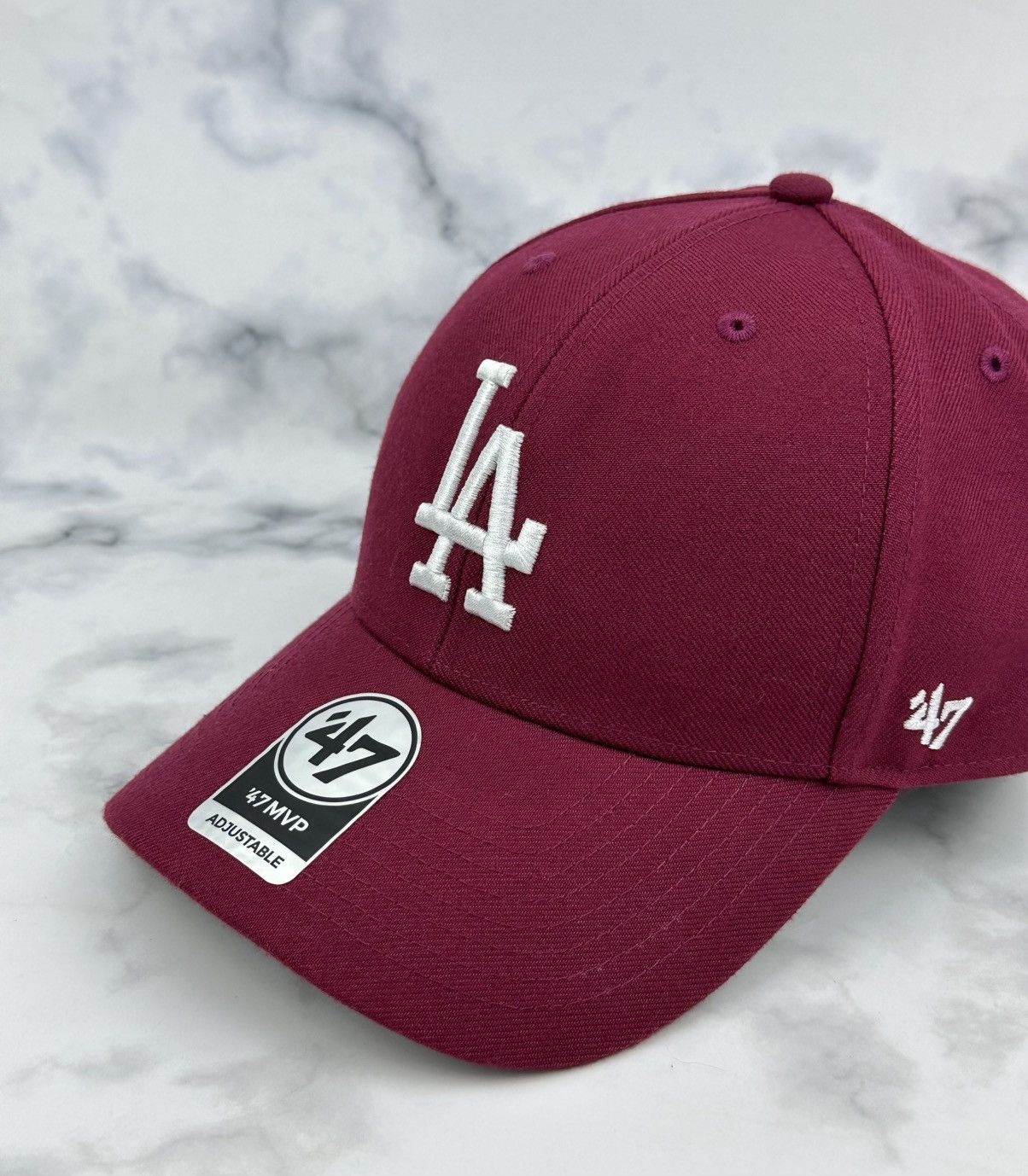 47 Brand '47 Brand Los Angeles Dodgers Hat MLB MVP Cap Maroon OSFA Size ONE SIZE - 3 Thumbnail