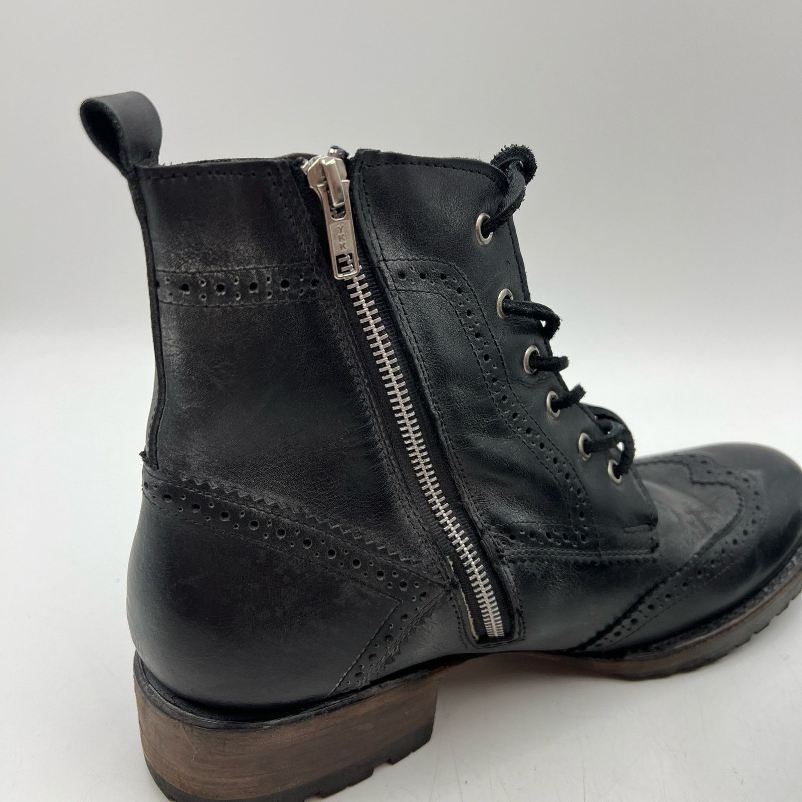 Steve Madden Freebird by Steven Bradford Boots Black Lace Up Leather Size US 10 / EU 43 - 4 Thumbnail