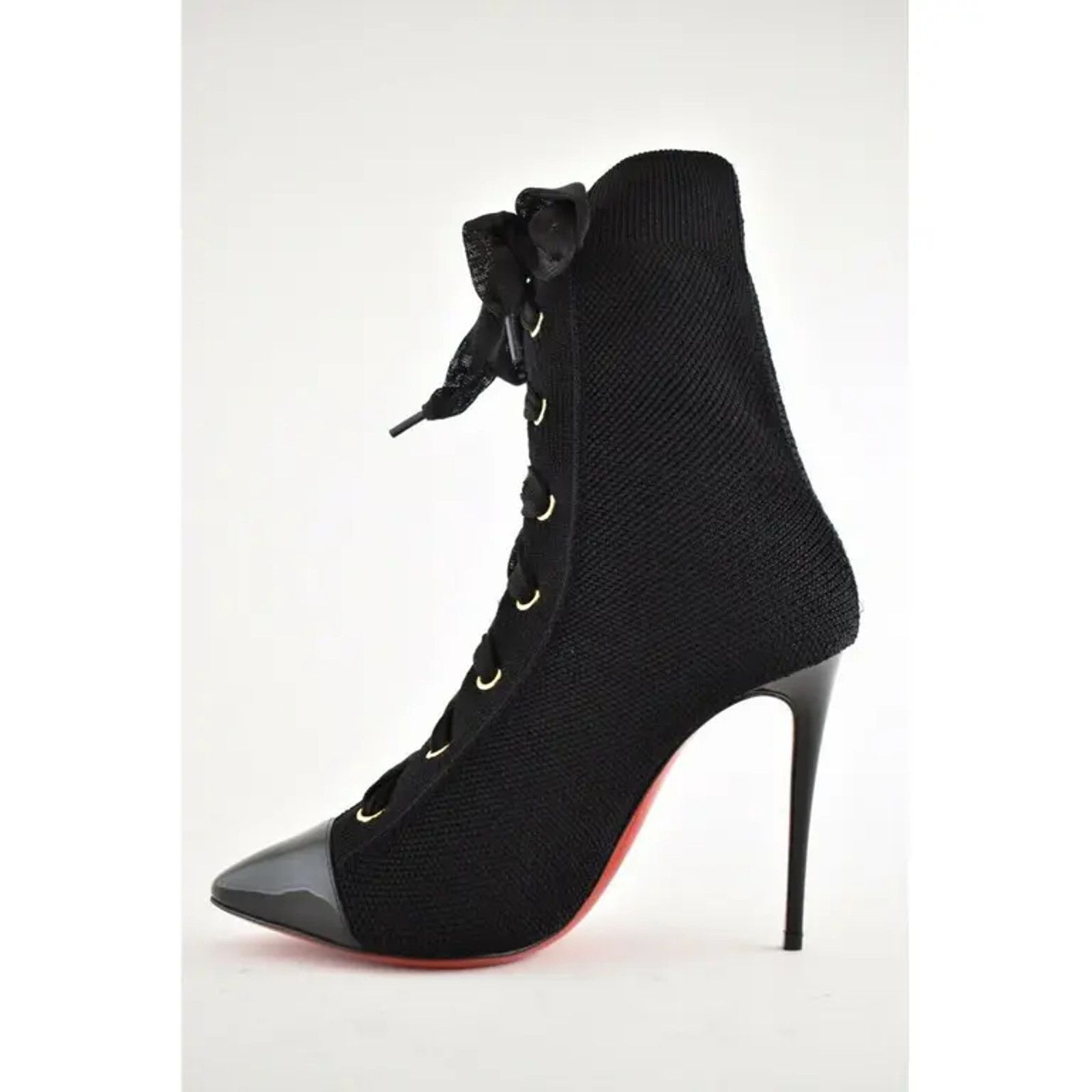 Christian Louboutin Christian Louboutin Frenchie 100 Black Patent Lace Heel Size US 5.5 / IT 35.5 - 8 Thumbnail