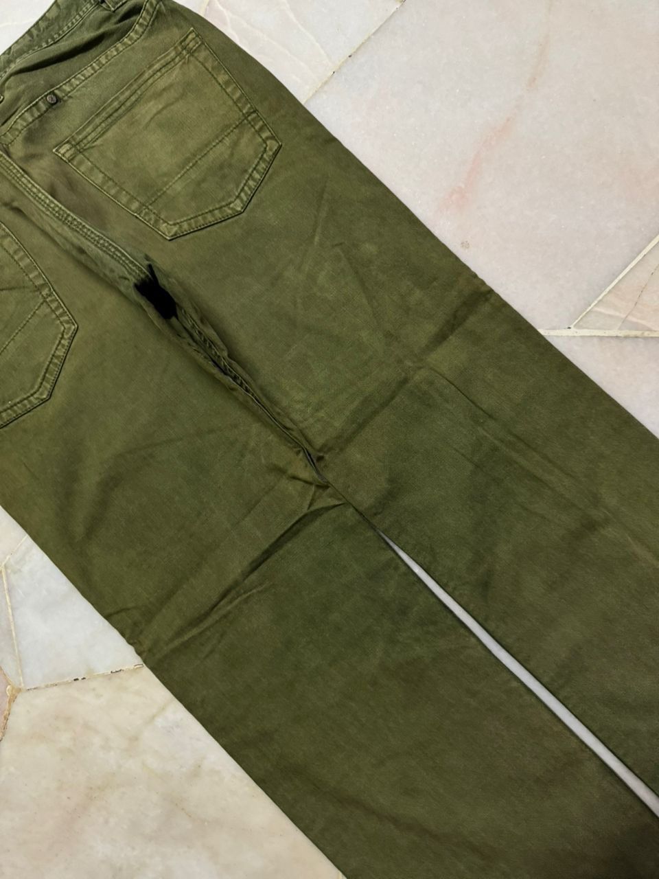Kapital 💥Thrashed 90s Back Number Olive Green Jeans Sick style Size US 31 - 19 Thumbnail