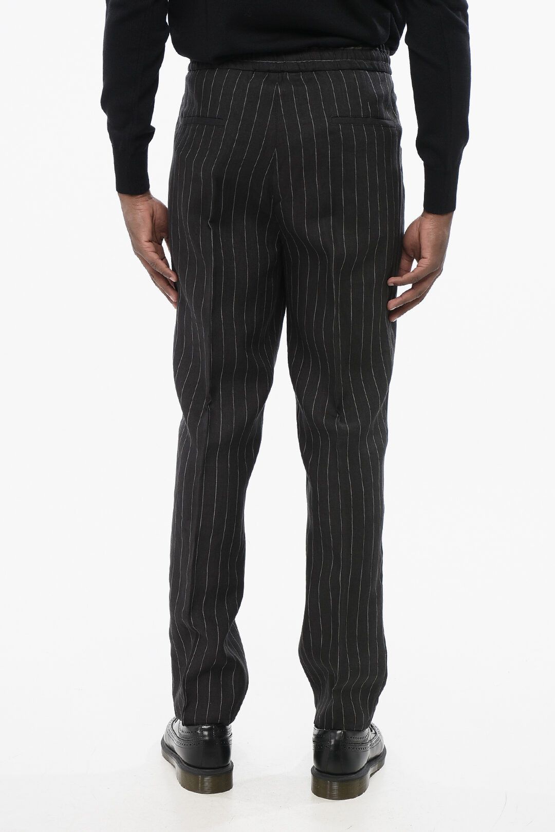 Brunello Cucinelli og1mm0825 Double-pleated Pinstriped Linen Pants in Brown Size US 38 / EU 54 - 5 Thumbnail