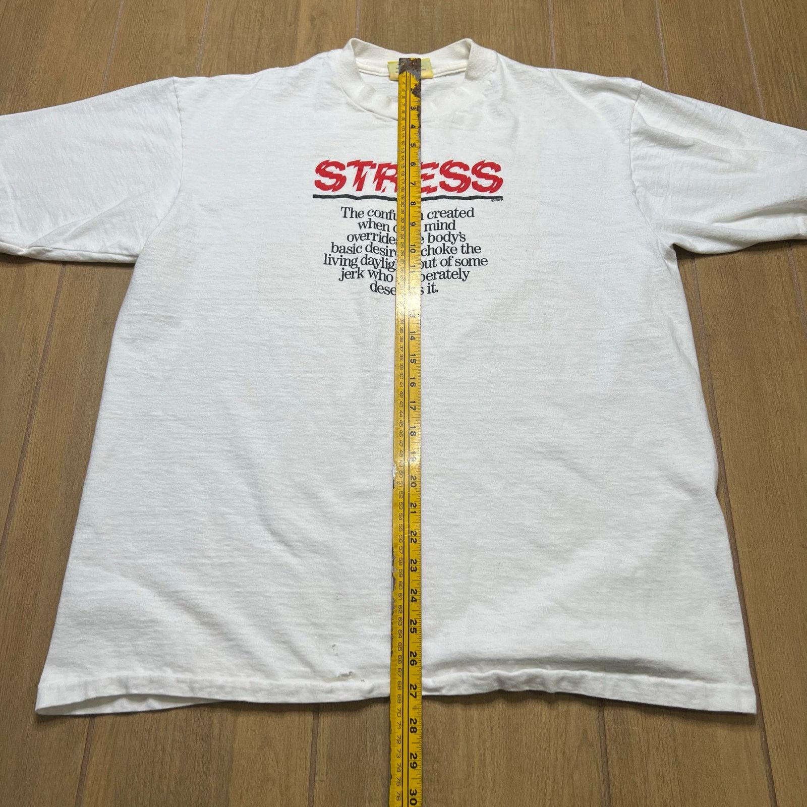 Vintage Vintage 90s "Stress " Retro "High on Stress" shirt Sz XL Size US XL / EU 56 / 4 - 6 Thumbnail