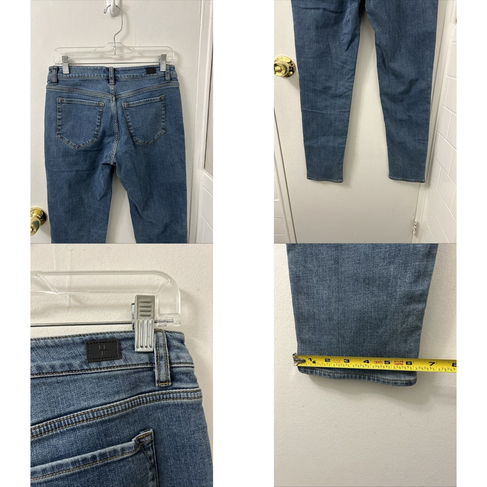 Vintage LL Bean Signature Jeans Womens 4 Blue Plaid Lined Organic Cotton Denim 5-Pocket Zipper Button Straight Fall Winter Size 27" / US 4 / IT 40 - 8 Thumbnail