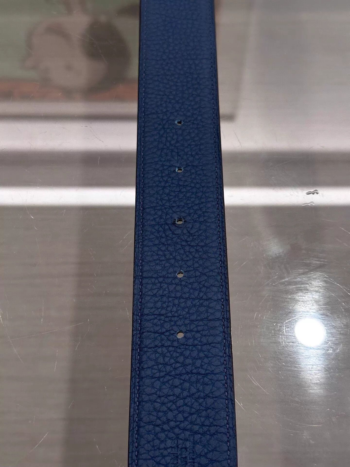 Hermes Hermes 4cm Blue/Black H-Buckle Belt 100cm D 99New Size ONE SIZE - 6 Thumbnail