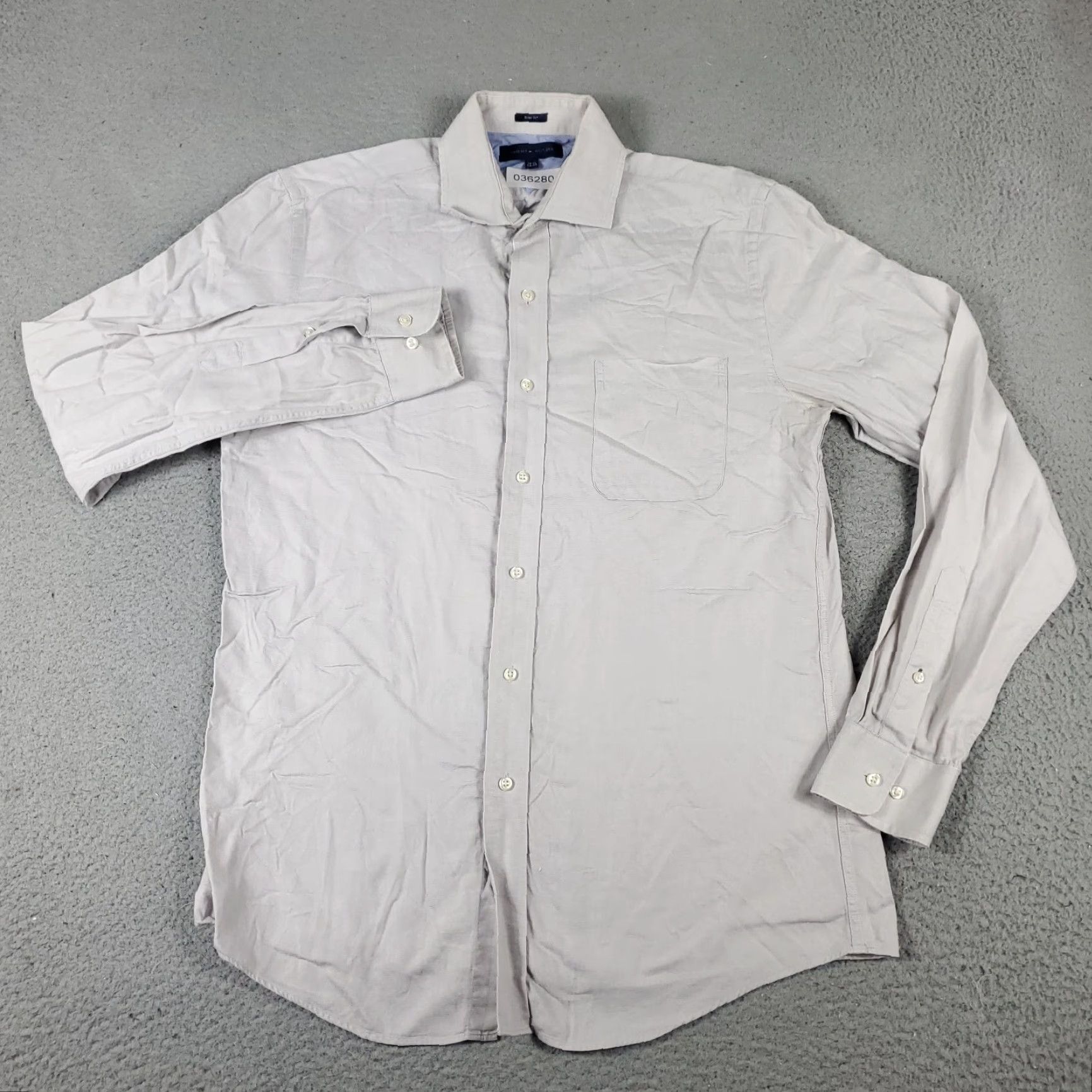 Tommy Hilfiger Tommy Hilfiger Dress Shirt Mens 15.5 Gray Button Up Long Sleeve Size 40R - 2 Thumbnail