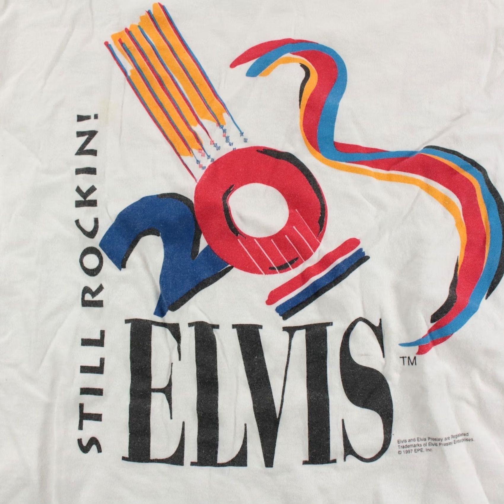 Vintage VINTAGE 1997 Elvis Presley 20th anniversary T-Shirt XL white 90s single stitch Mens Size US XL / EU 56 / 4 - 2 Thumbnail