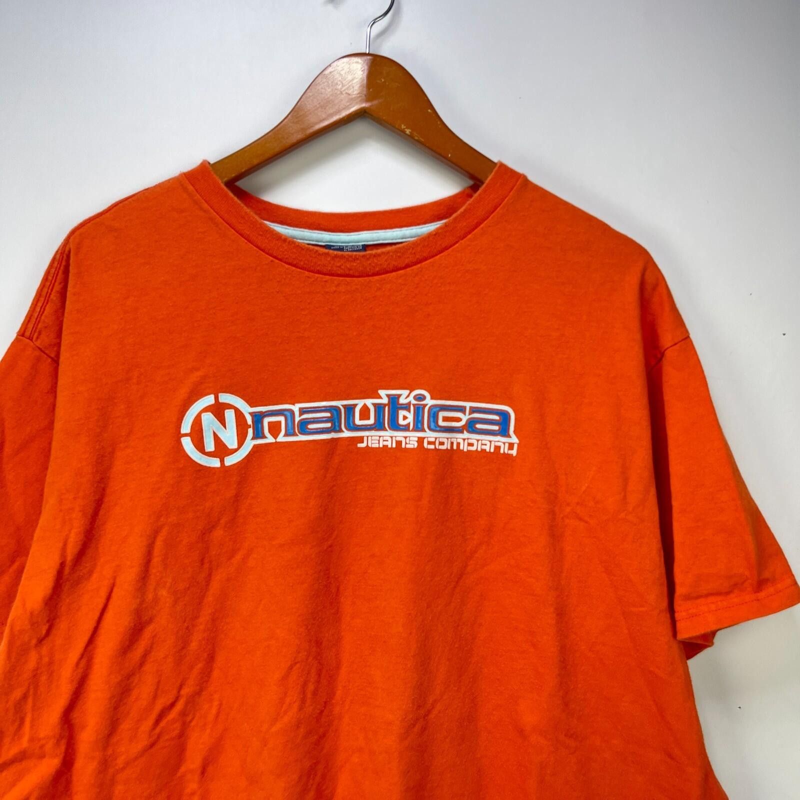 Nautica Vintage Y2K Nautica Jeans Company Orange Spellout T Shirt XL Size US XL / EU 56 / 4 - 2 Thumbnail